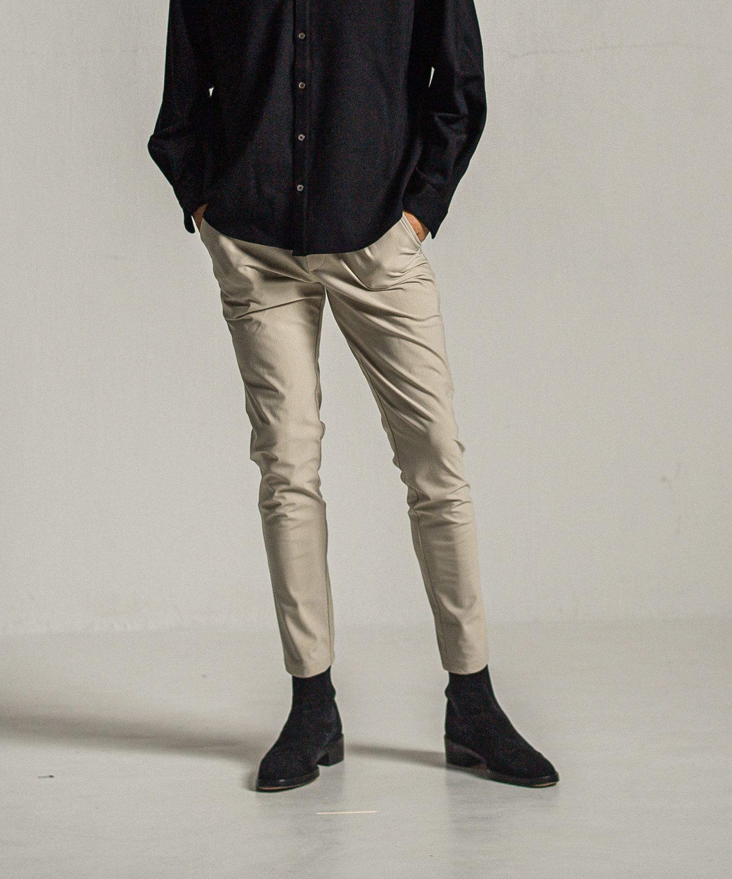 CHRIS EASY HEAT TUCK PANTS / RC34-ST-016HT / 裏起毛タックイージーパンツ / グレージュ