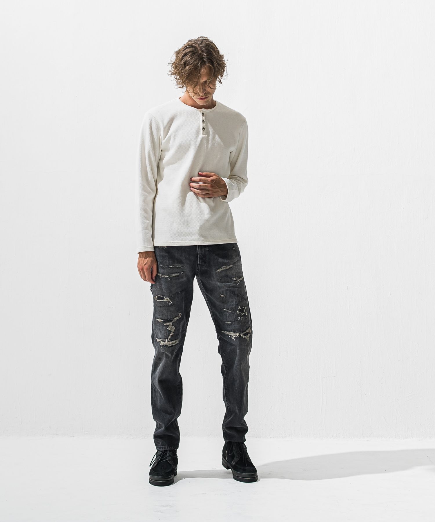 SCOTT JEANSS / RC42-ST-006 / レギュラーテーパードデニムパンツ / ブラックユーズド (12月中旬入荷予定)