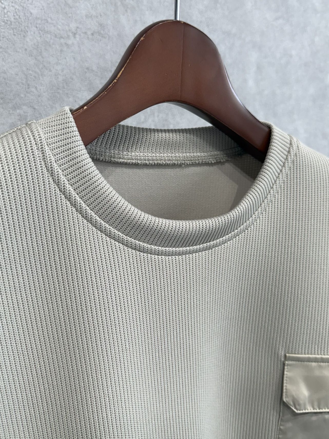 AZE MILITARY DROP TRAINER / RC39-C-003 / 高機能畦編みニットトレーナー / グレージュ