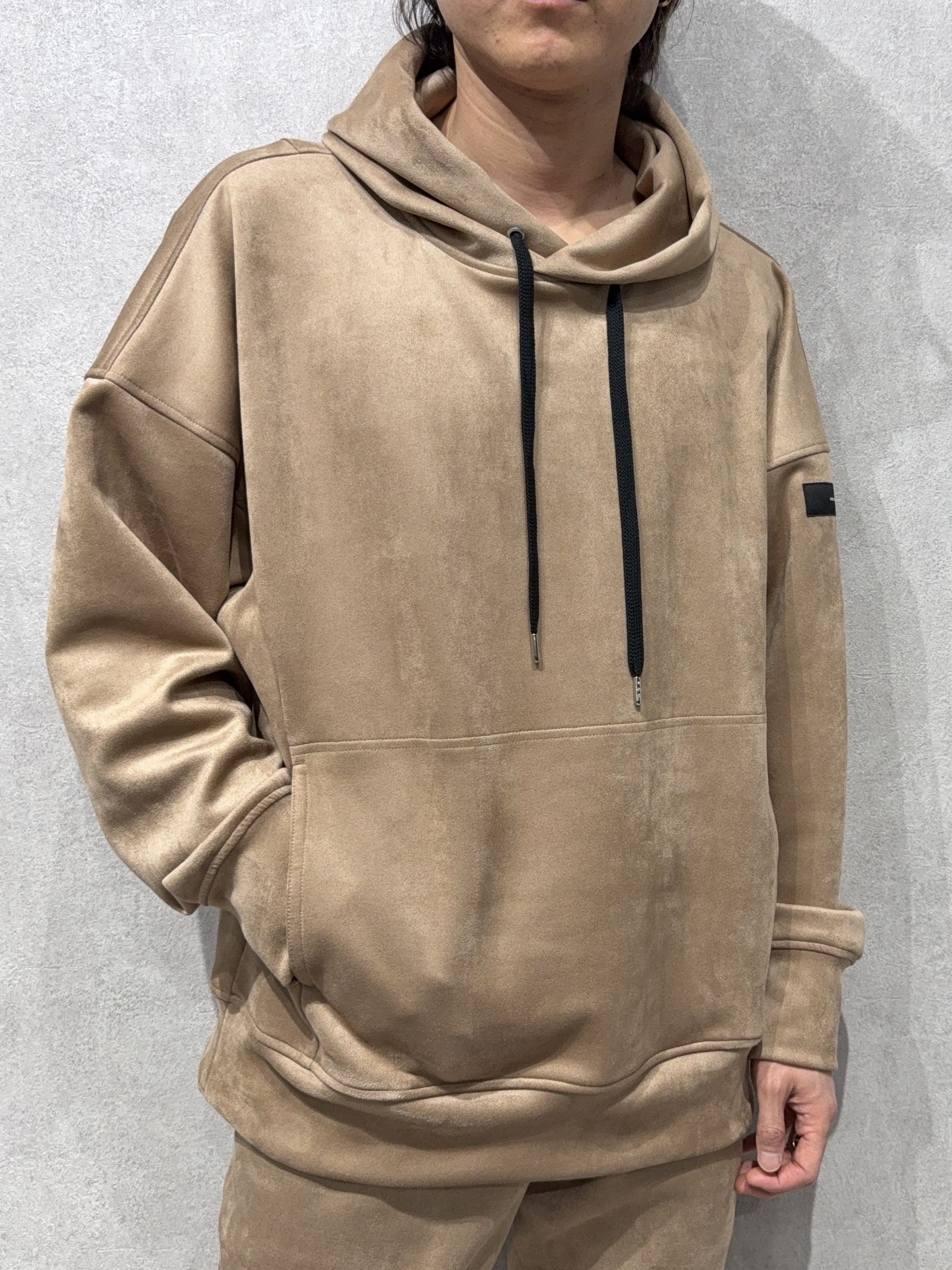 SUEDE LOOSE HOODIE / RC38-C-006 / スエードパーカー / ブラウン