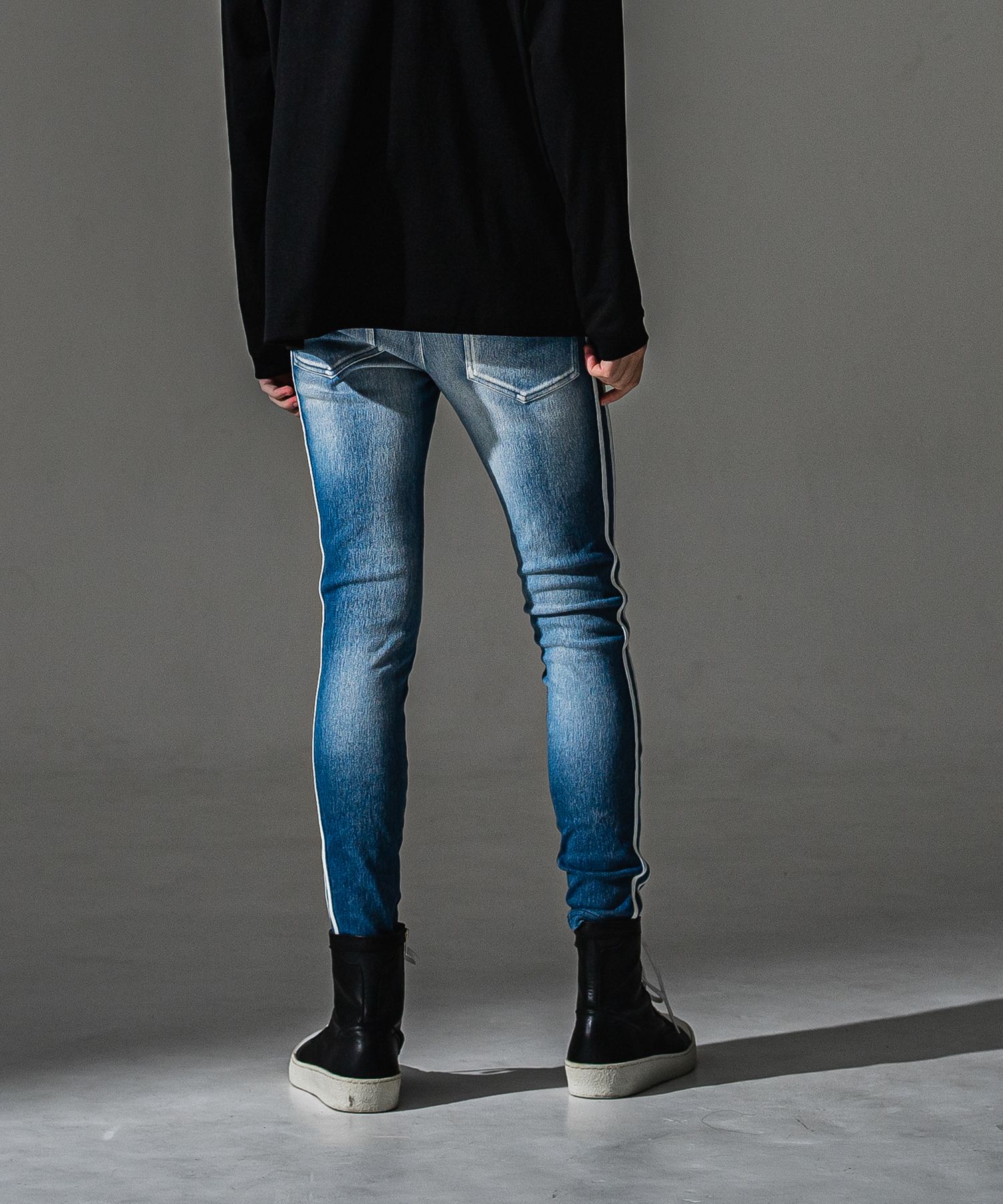 EX DENIM JERSEY BLIND LINE PT / RC41-ST-008D / デニムジャージラインパンツ / ライトインディゴ (9月上旬入荷予定)