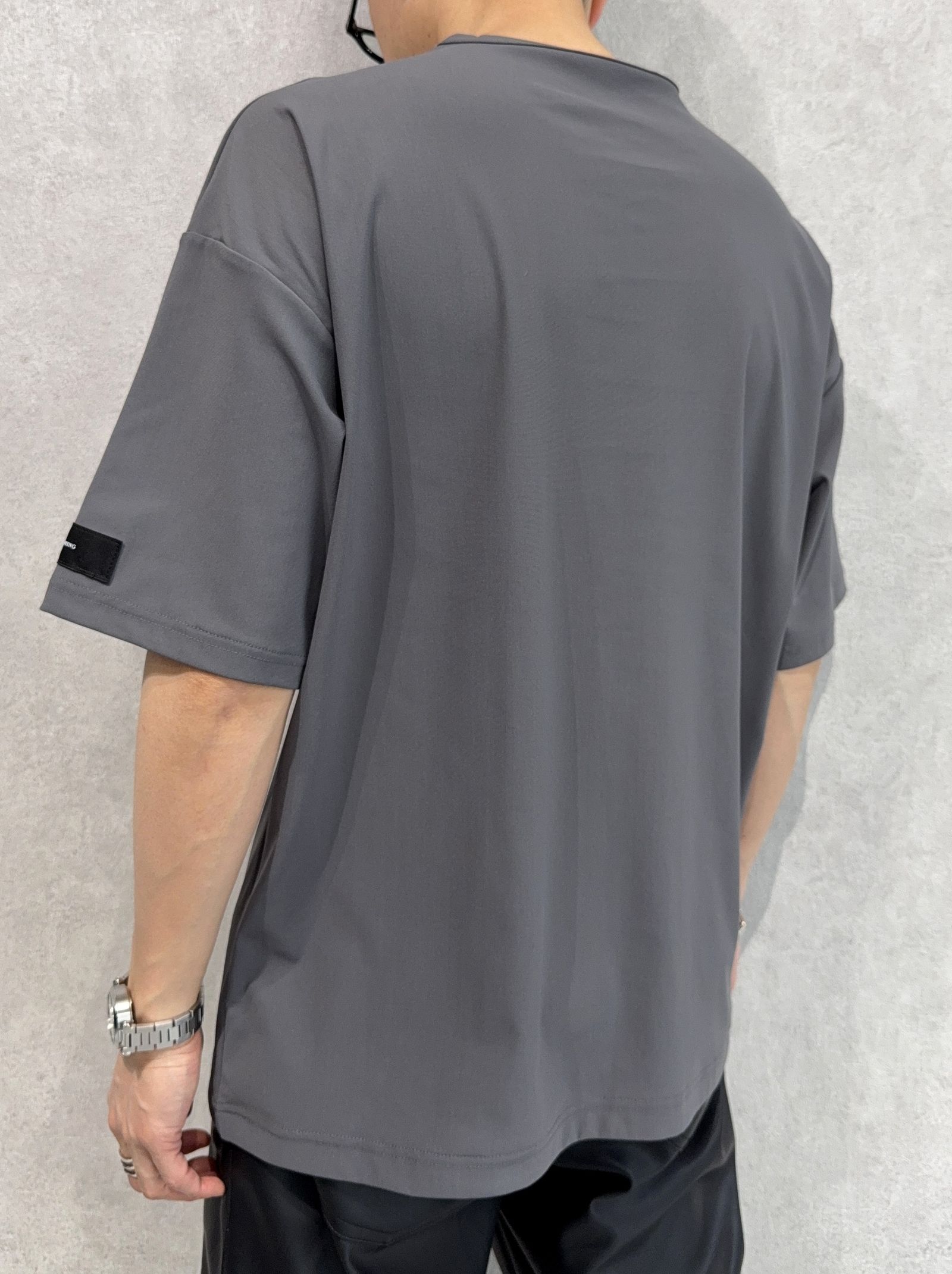 LEATHER POCKET OVER NYLON T / RC39-T-005 / レザーポケットナイロンビッグTシャツ / グレー