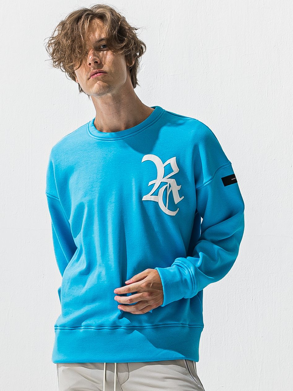 RC VELOURS FLEECE DROP TRAINER / RC42-C-005 / 裏起毛RCロゴトレーナー / ブルー (11月上旬入荷予定)