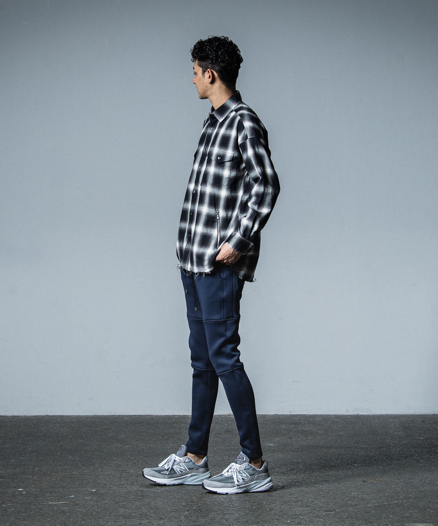 OVER GOWN CHECK SHIRTS / RC33-SH-003 / オーバーガウンチェックシャツ / ブラック