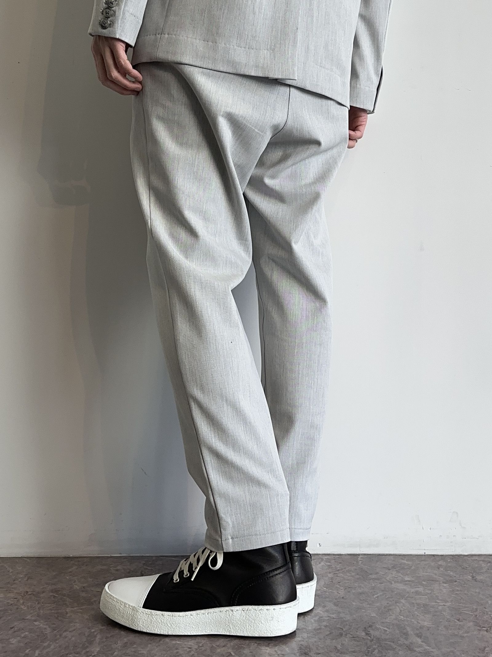 PAT WIDE EASY PANTS / RC31-ST-036 / ベルト付きテーパードワイドパンツ / グレー