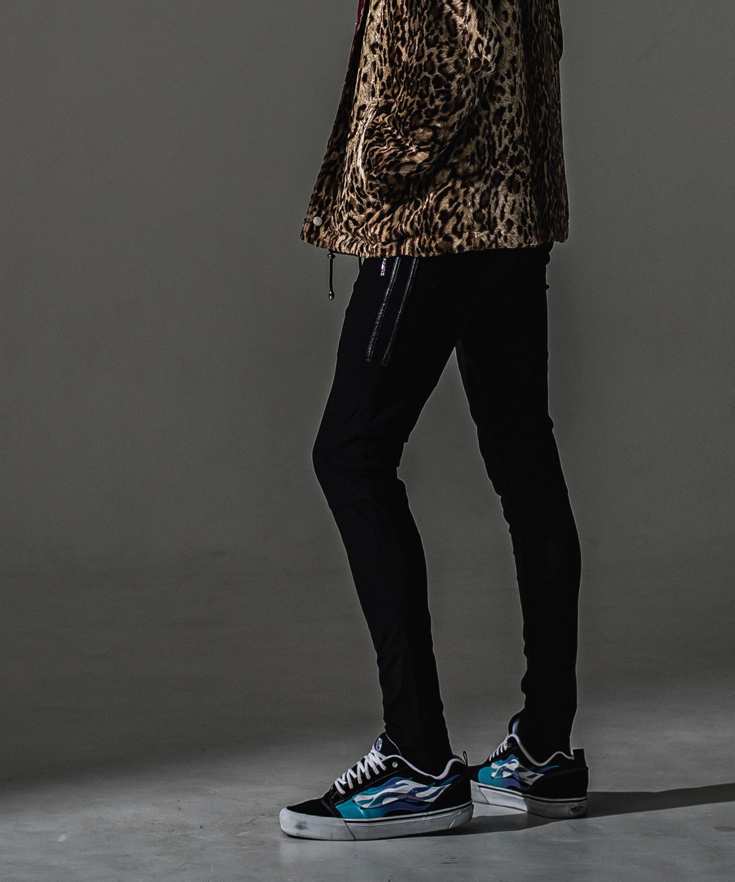 JOHNSON LINE NYLON PT / BASIC-ST-009 / ジョンソンラインナイロンパンツ / ブラック×レザーブラック (7月下旬入荷予定)