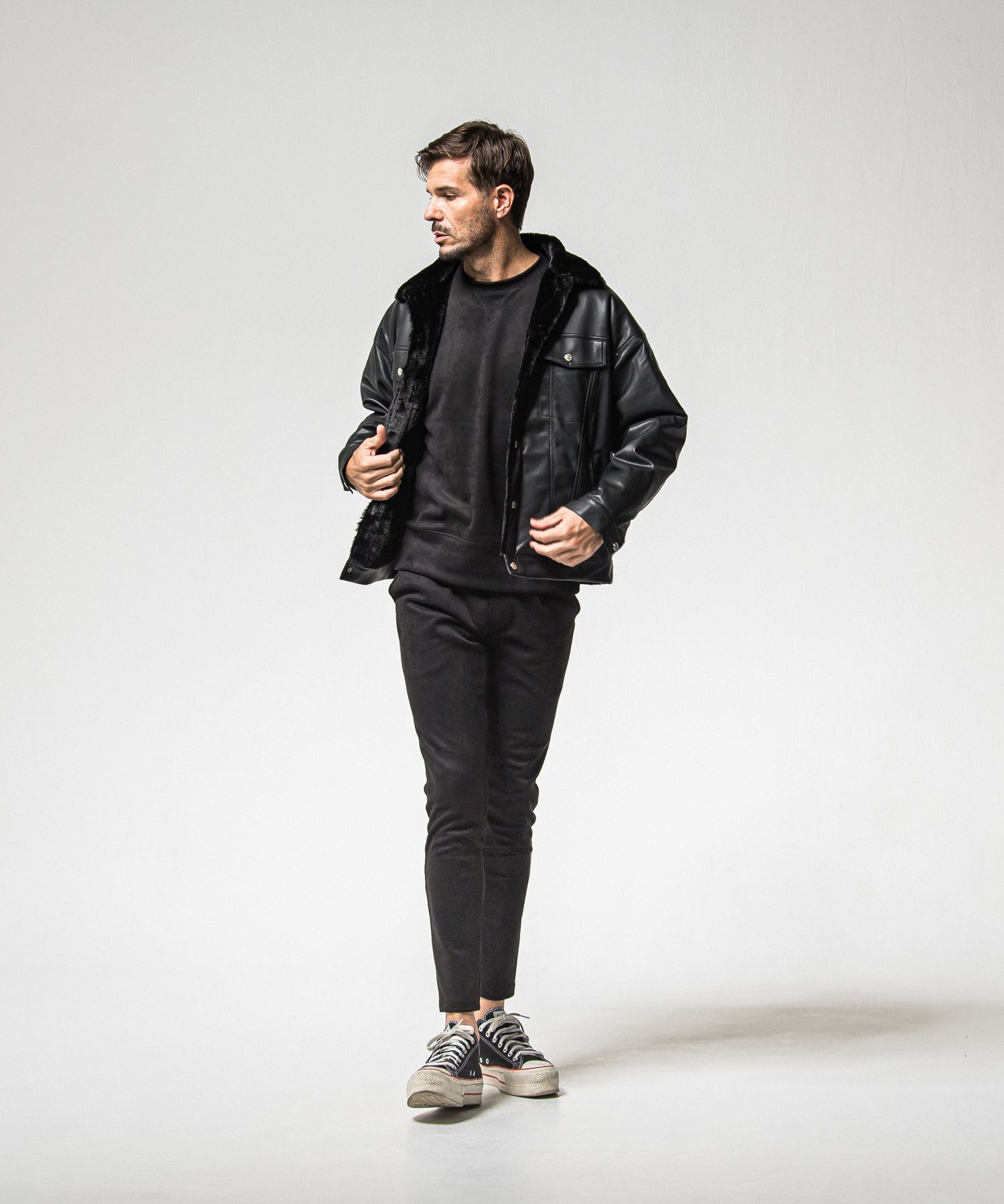 SUEDE DROP TRAINER / RC38-C-005 / スエードトレーナー / ブラック (1月上旬入荷予定)