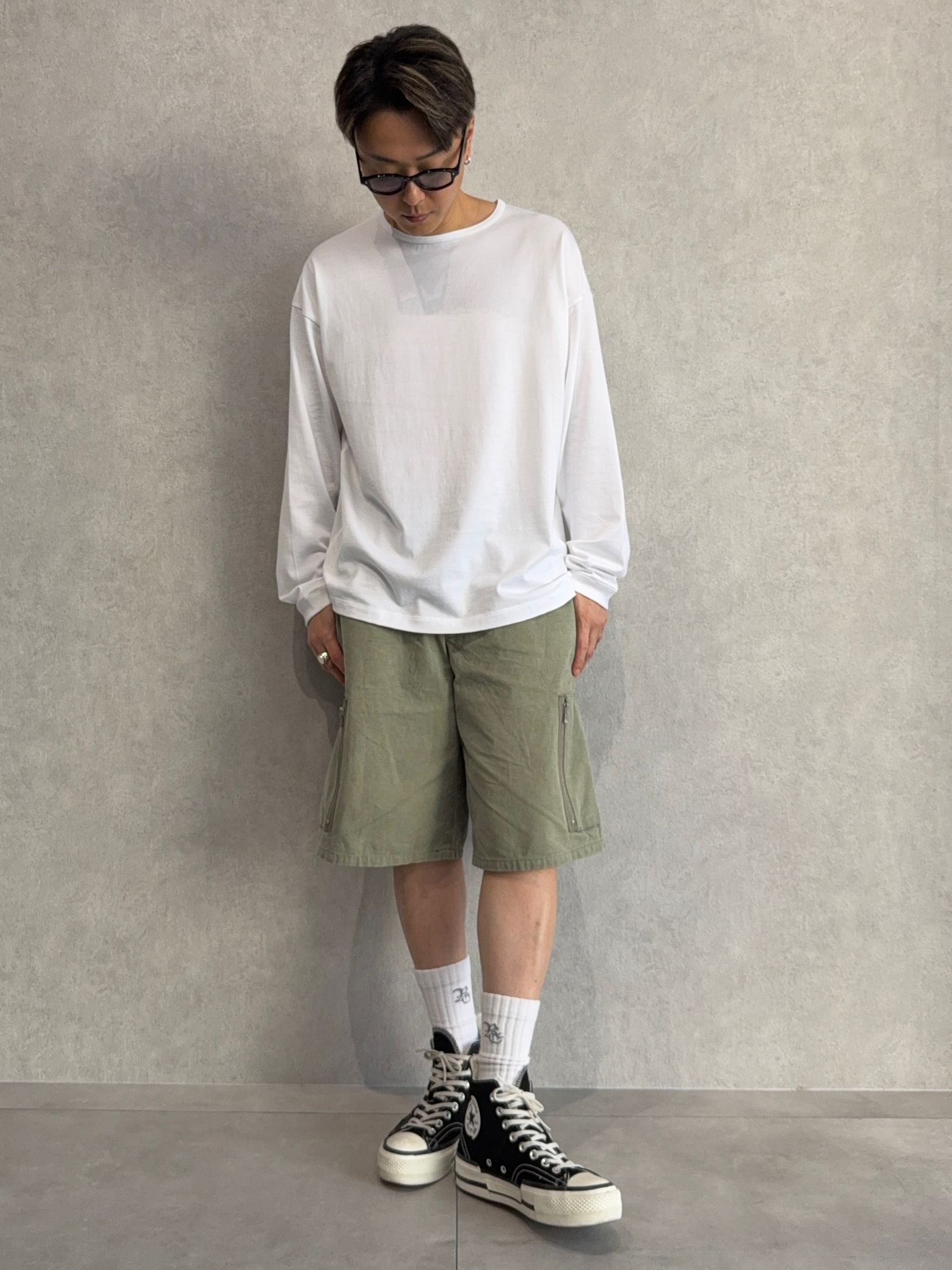 より一層オシャレに見える、ロンTEE×ハーパンの合わせ