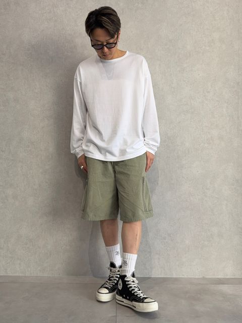 より一層オシャレに見える、ロンTEE×ハーパンの合わせ