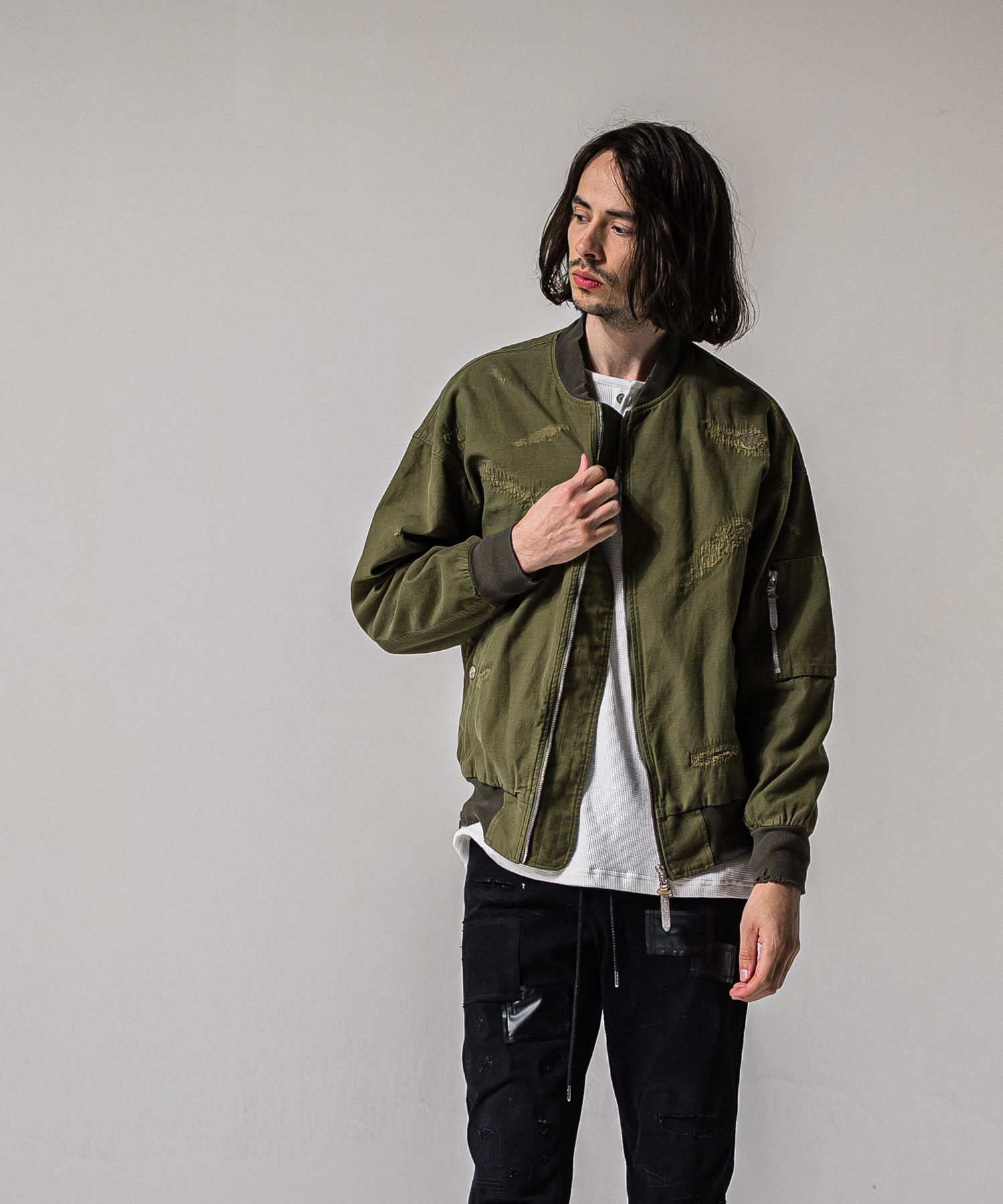 LIGHT DAVID JACKET / RC39-JK-002 / ミリタリーライトMA-1 / カーキクラッシュ (2月下旬入荷予定)