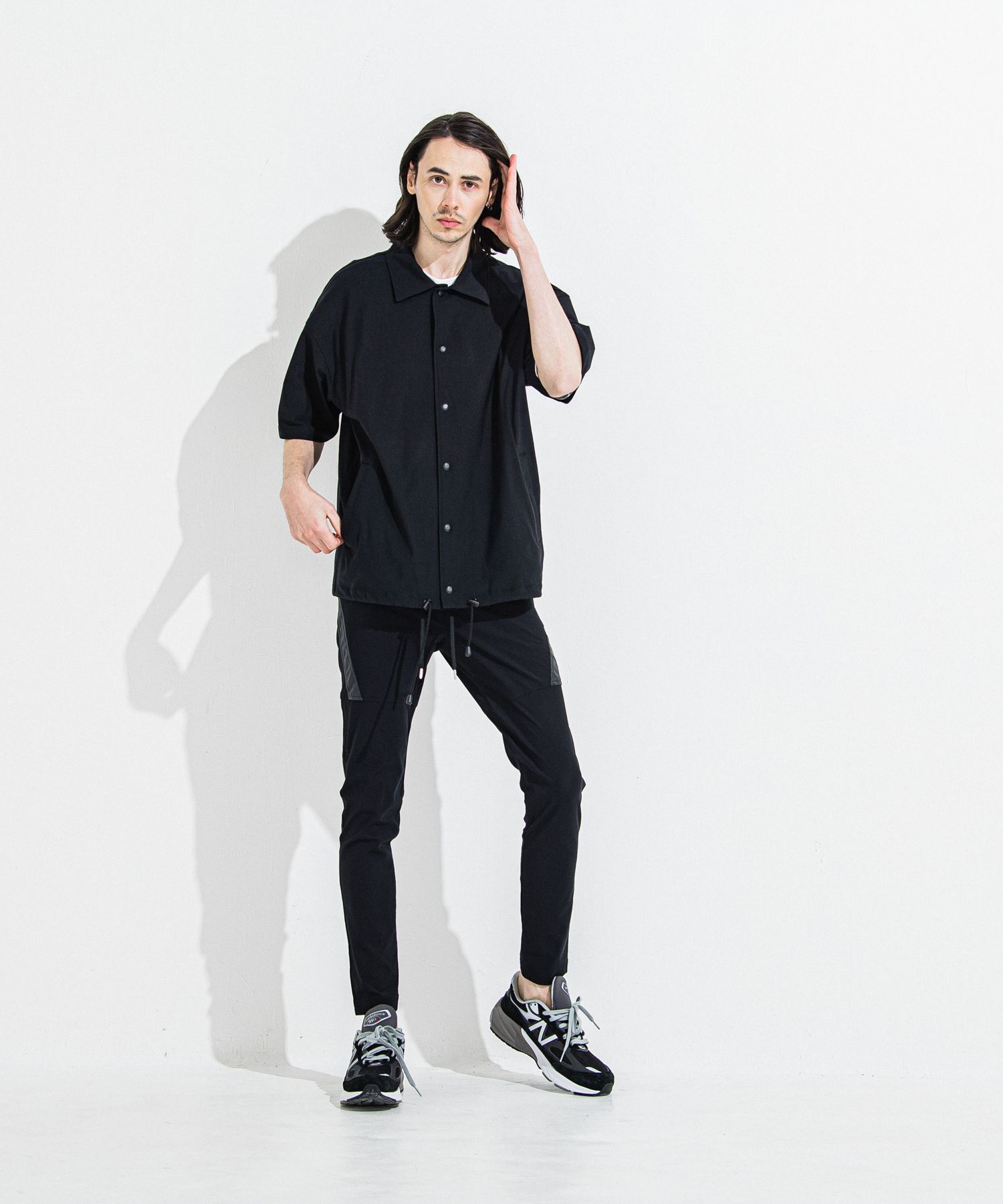 TYLER NYLON PANTS / RC36-ST-026 / レザーラインナイロンパンツ / ブラック
