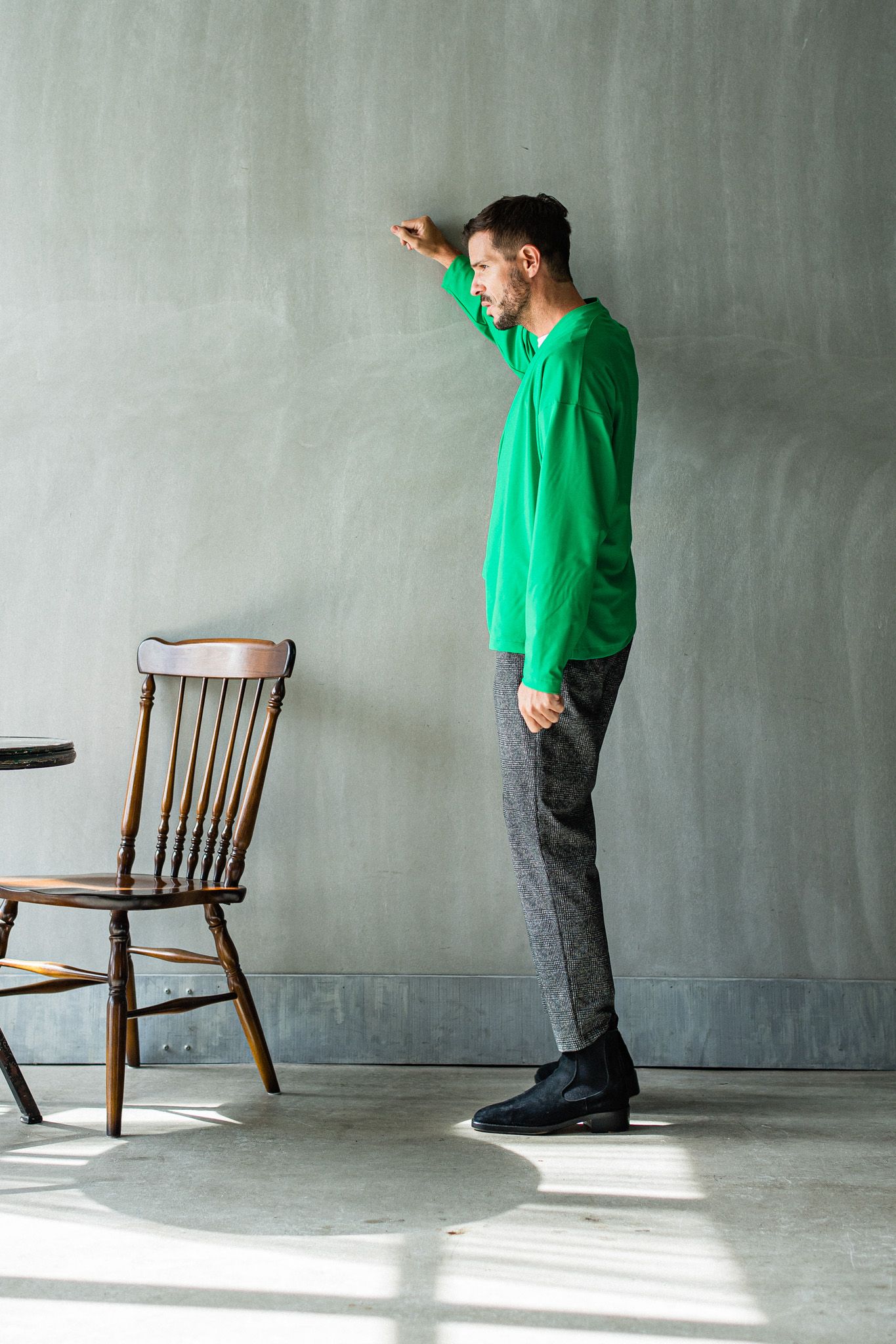 PAT WIDE EASY PANTS / RC32-ST-036 / ベルト付きテーパードワイドパンツ / グレンチェック