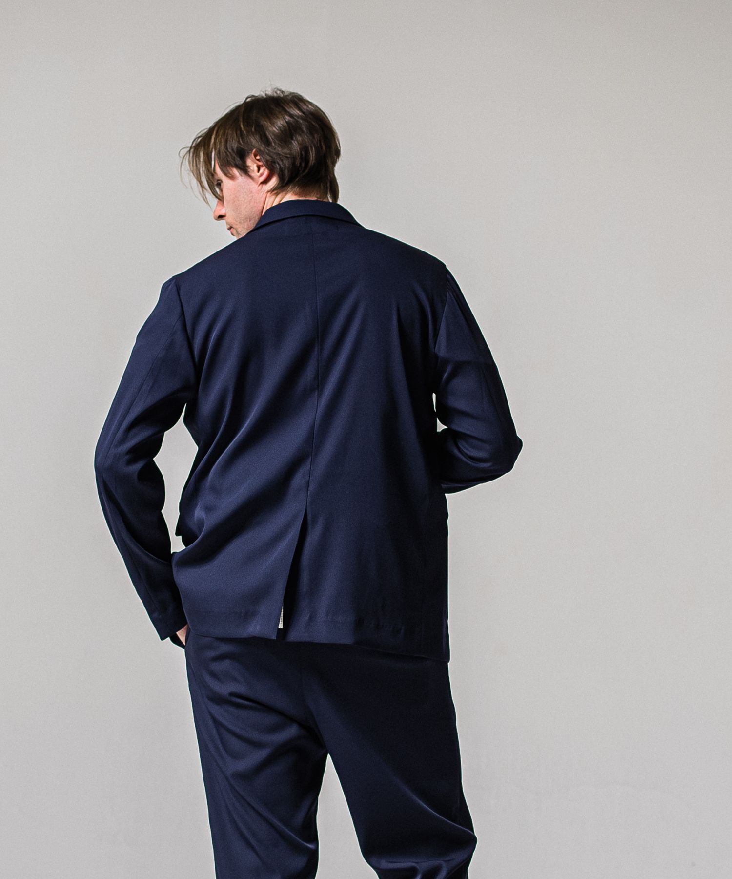 GARY LOOSE JACKET / RC39-JK-001 / サテンルーズテーラードジャケット / ネイビー (2月下旬入荷予定)