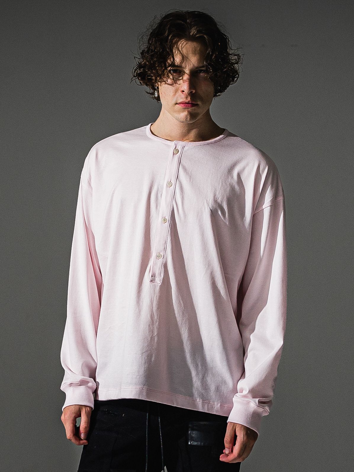 OVER HENRY LONGSLEEVE / RC41-T-004 / オーバーサイズヘンリーネック長袖Tシャツ / ピンク (7月中旬入荷予定)