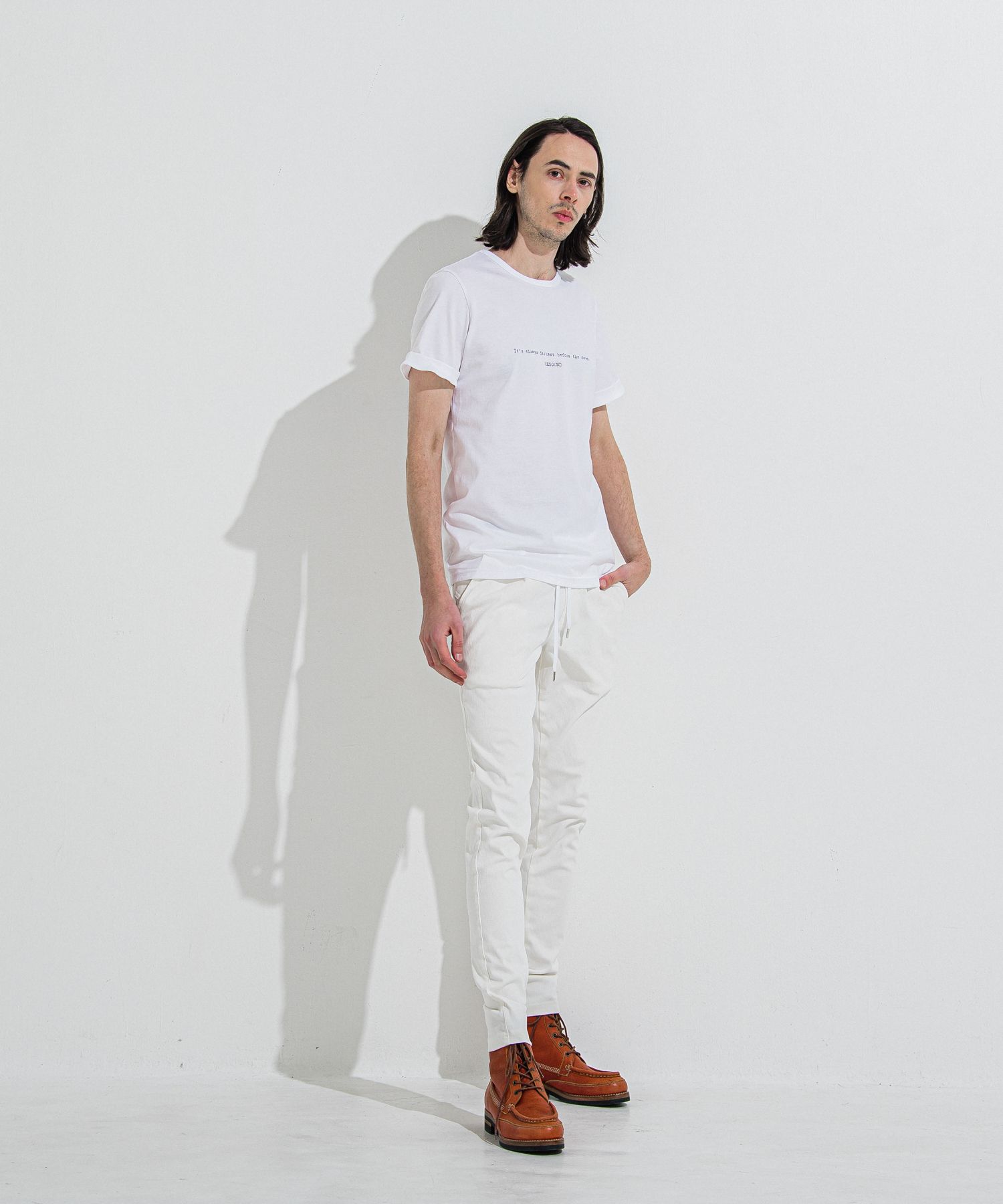 DENIM JERSEY CHRIS EASY TUCK PT / RC36-ST-016TD / ライトオンスデニムジャージイージータックパンツ / ホワイト