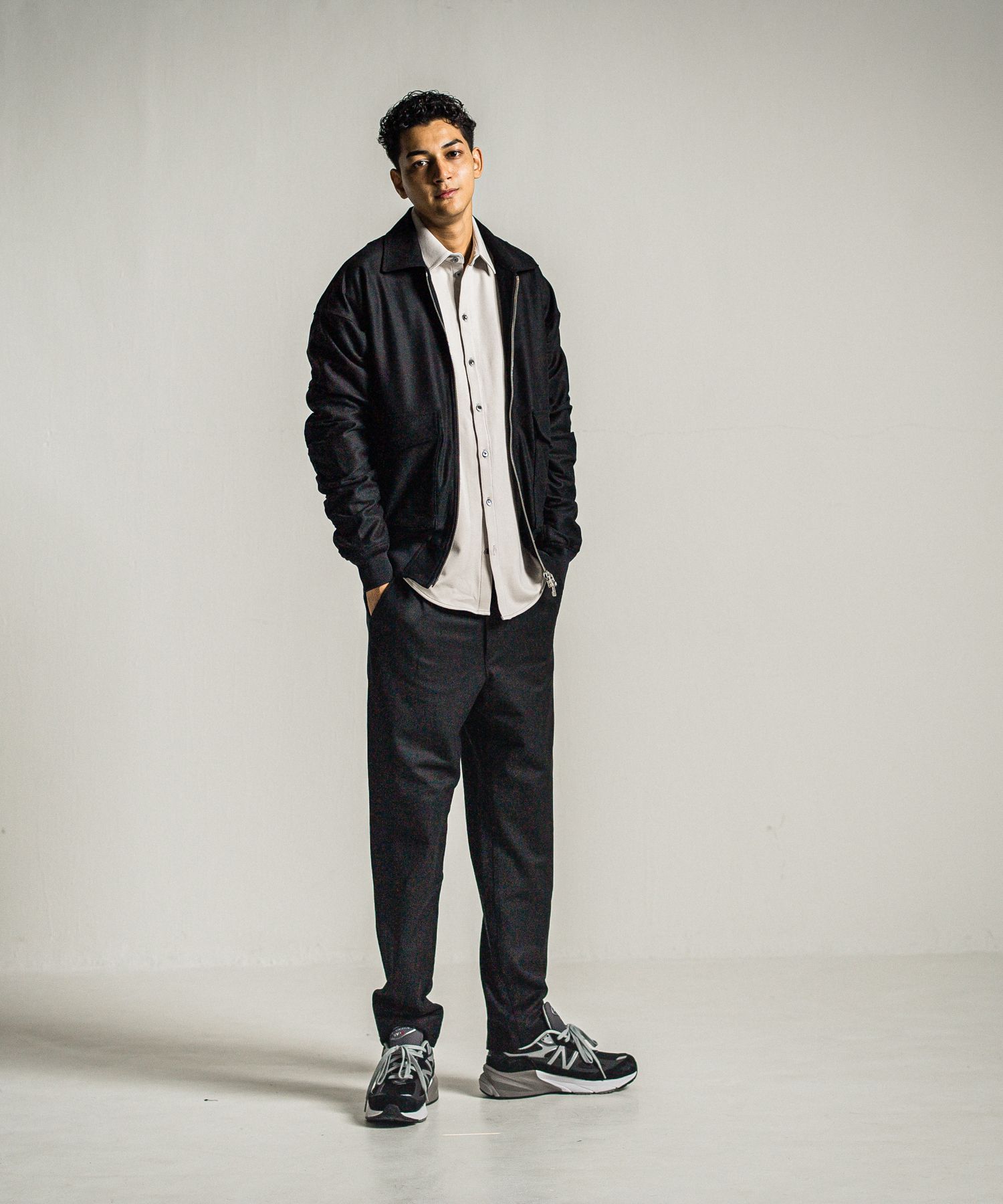 PAT WIDE EASY PANTS / RC34-ST-036 / ワイドテーパードパンツ / ブラック
