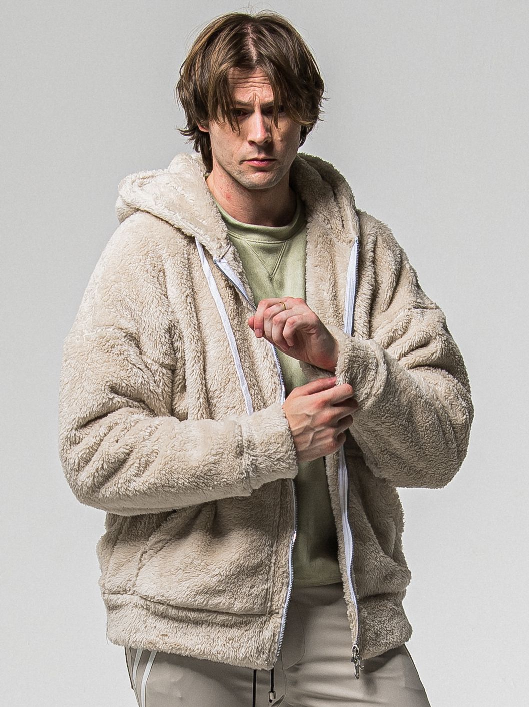 BOA ZIP LOOSE HOODIE / RC38-C-007 / ボアジップパーカー / ブラウン (11月中旬入荷予定)