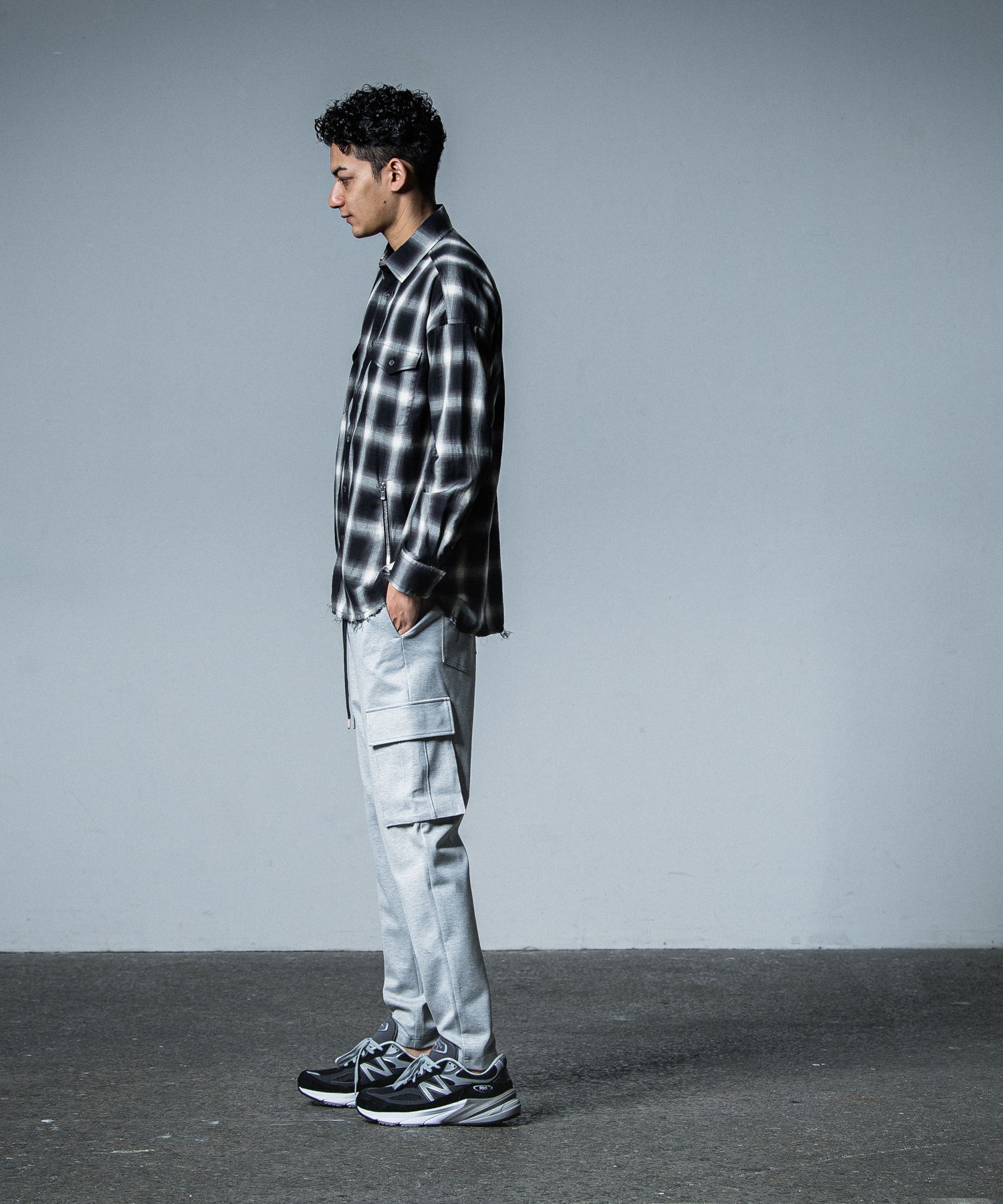 OVER GOWN CHECK SHIRTS / RC33-SH-003 / オーバーガウンチェックシャツ / ブラック