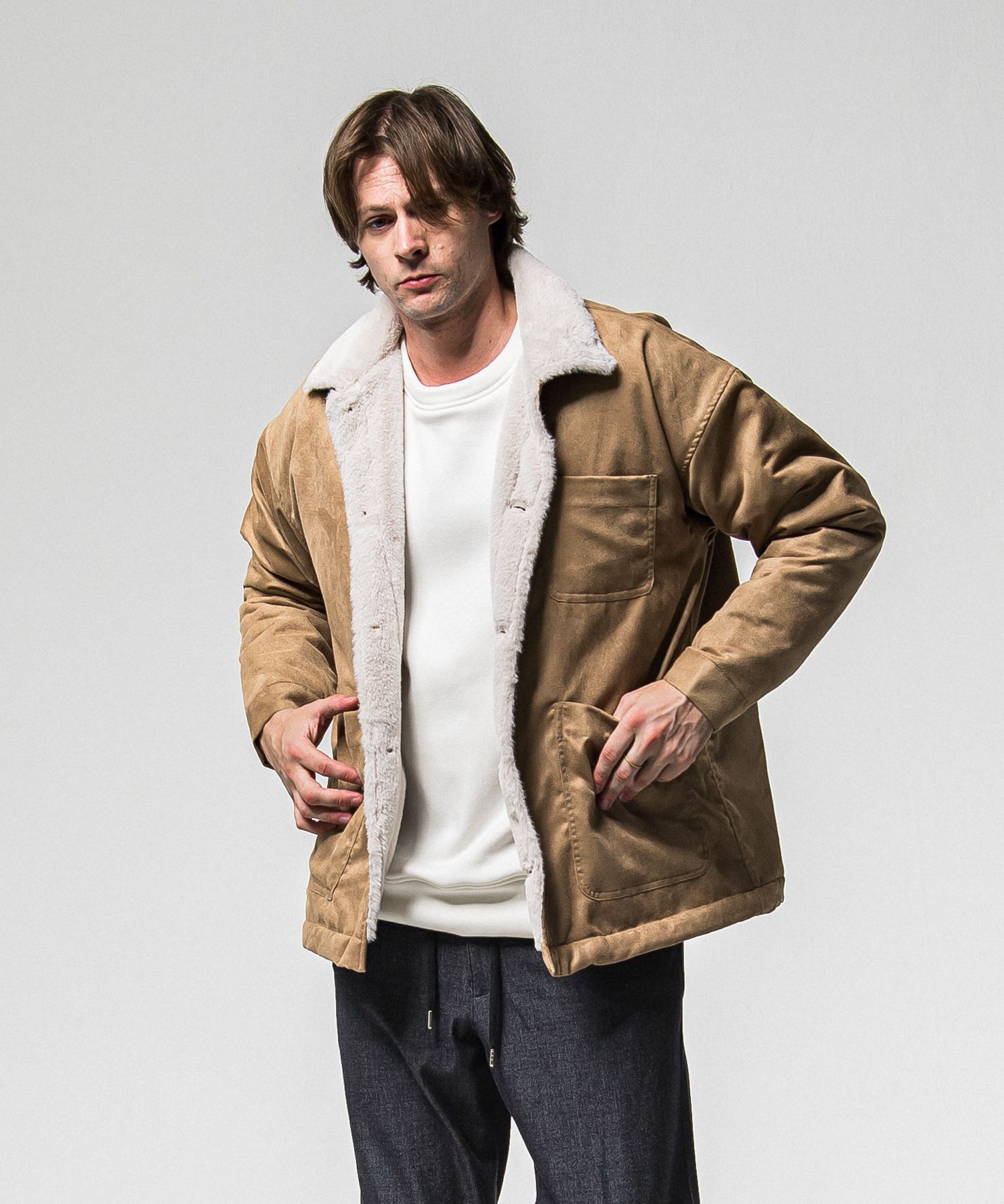 SUEDE FUR CAVER ALL / RC38-JK-003 / スエードファーカバーオール / ブラウン (11月中旬入荷予定)