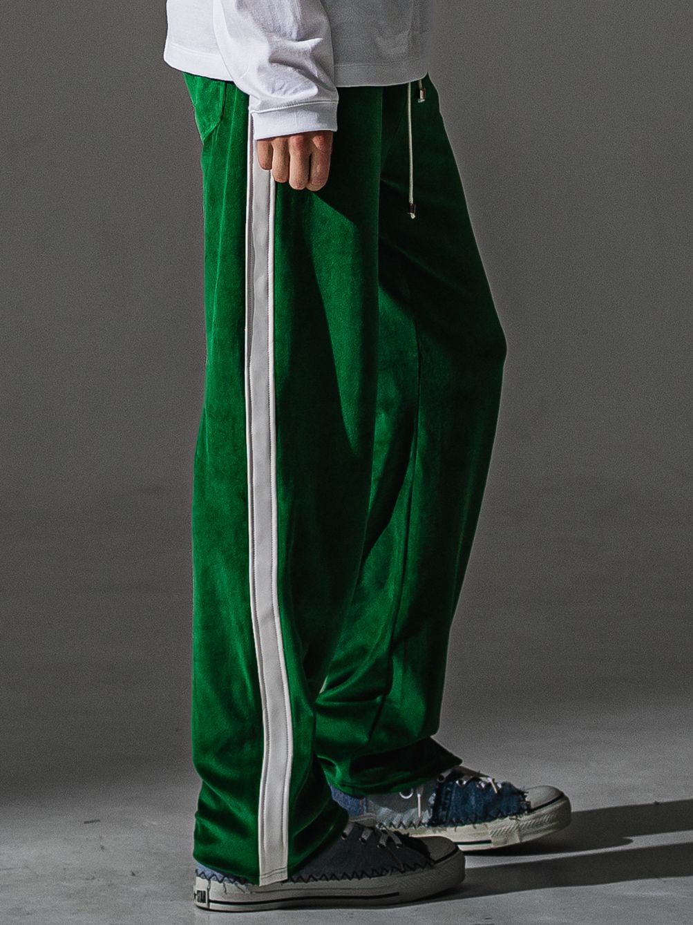 VELOUR SEMIWIDE TUCK PT / RC41-ST-044 / ベロアセミワイドタックパンツ / グリーン (9月中旬入荷予定)