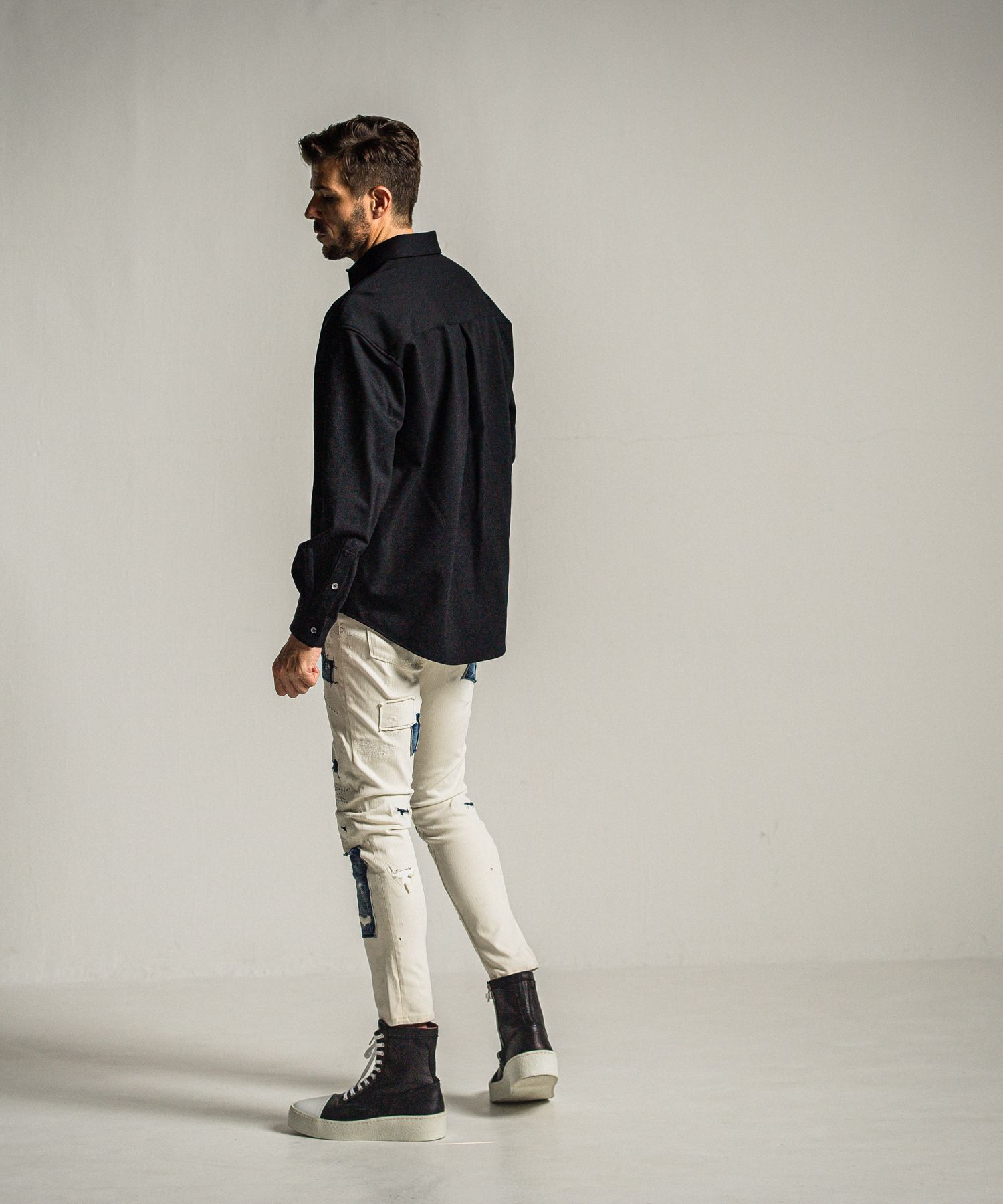 JERSEY JACK SHIRT / RC34-SH-001 / 裏起毛オーバーサイズシャツ / ブラック