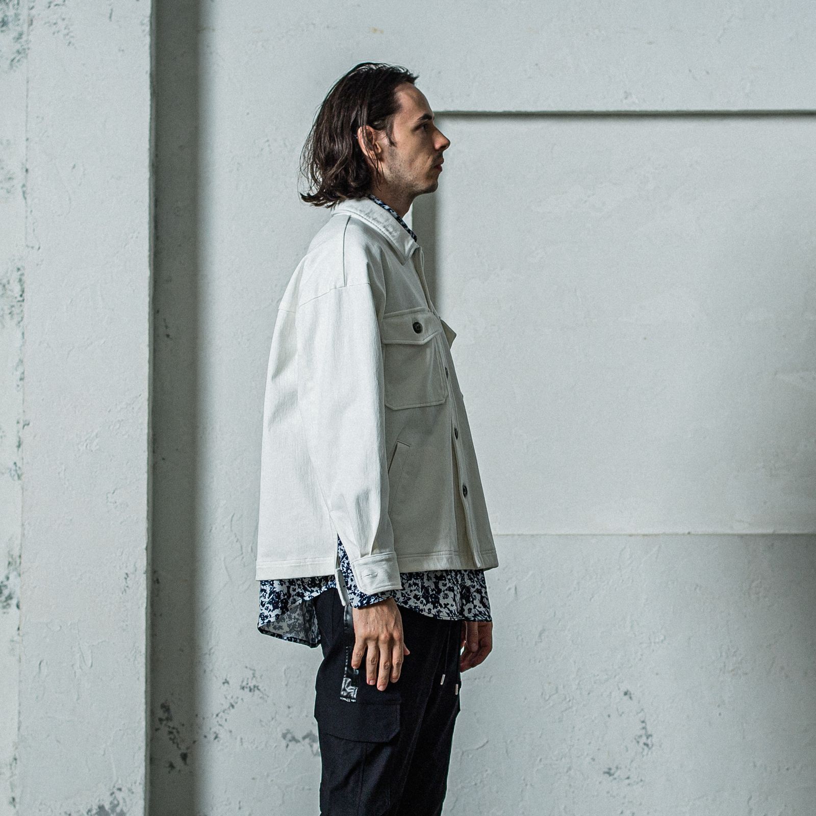 DENIM JERSEY OVER CPO / RC35-JK-002 / デニムジャージCPOジャケット / ホワイト