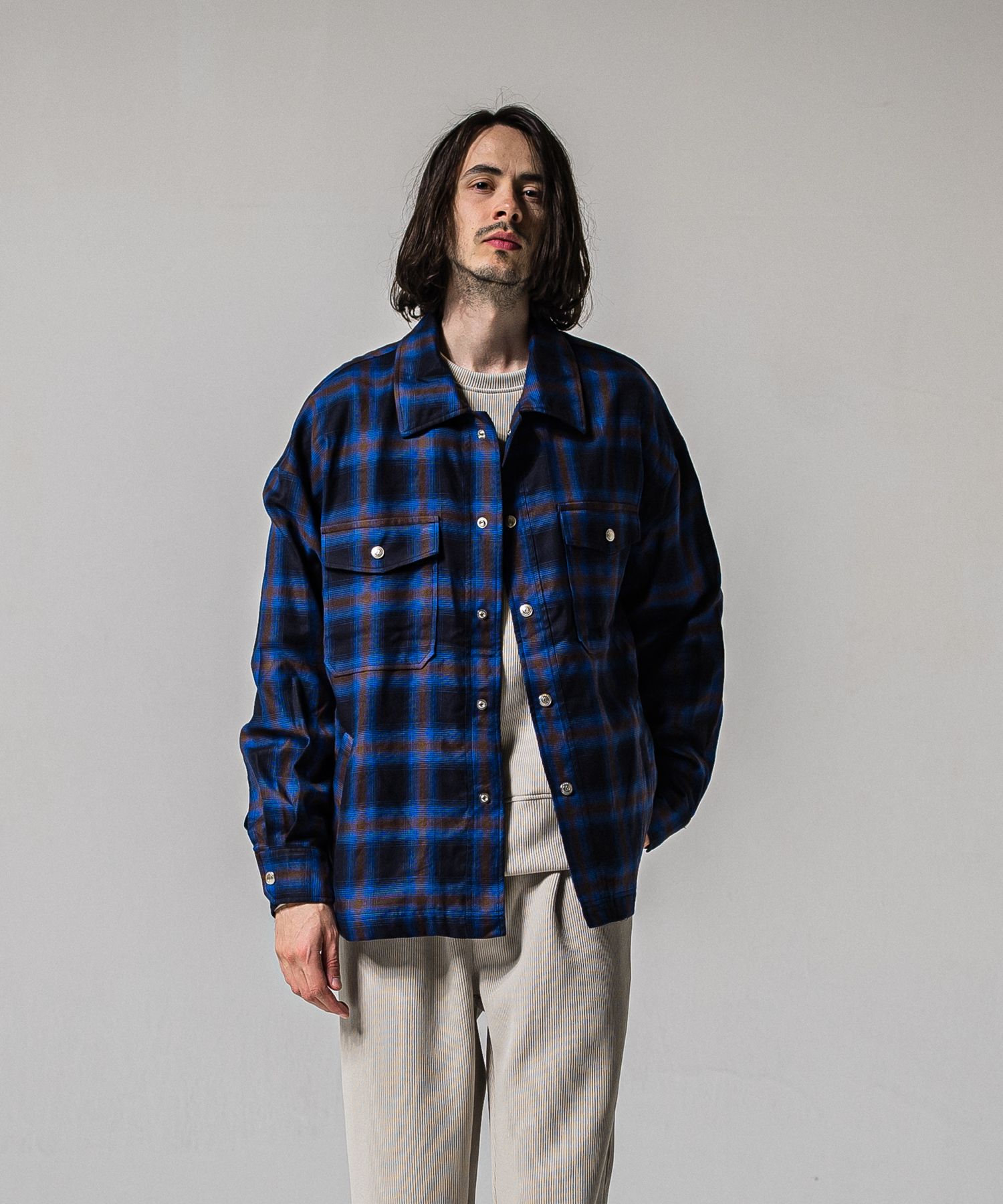 50S CHECK JK / RC39-JK-007C / チェックシャツジャケット / ブルー (2月中旬入荷予定)