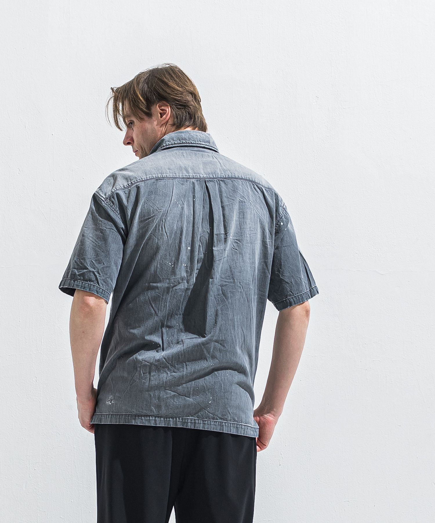 HALF DENIM SHIRTS / RC40-SH-002 / デニム半袖シャツ / ブラック (6月上旬入荷予定)