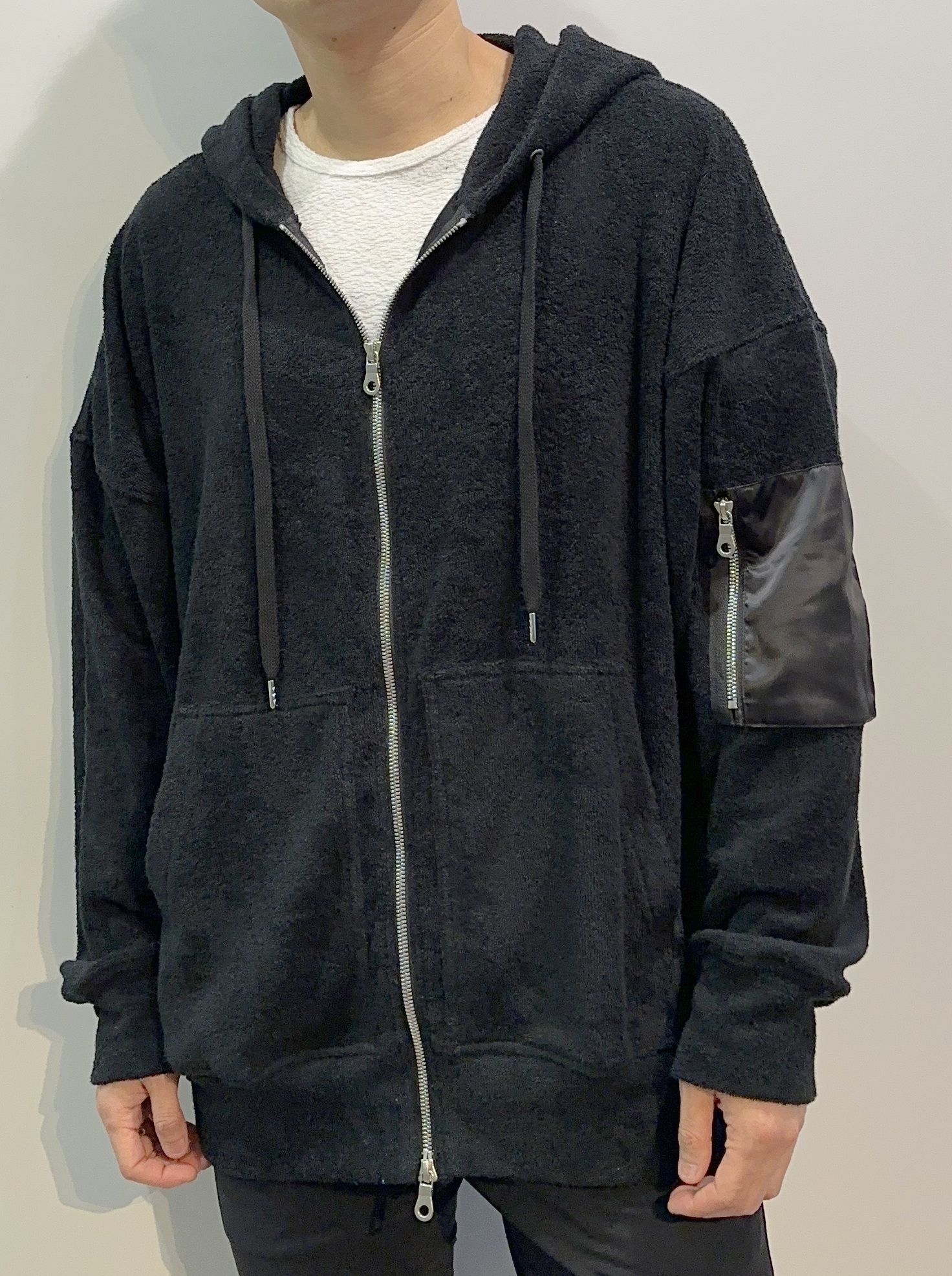 RESOUND CLOTHING - WEST PILE ZIP LOOSE HOODIE / RC27-C-008 / パイルジップパーカー /  ブラック | LUKE