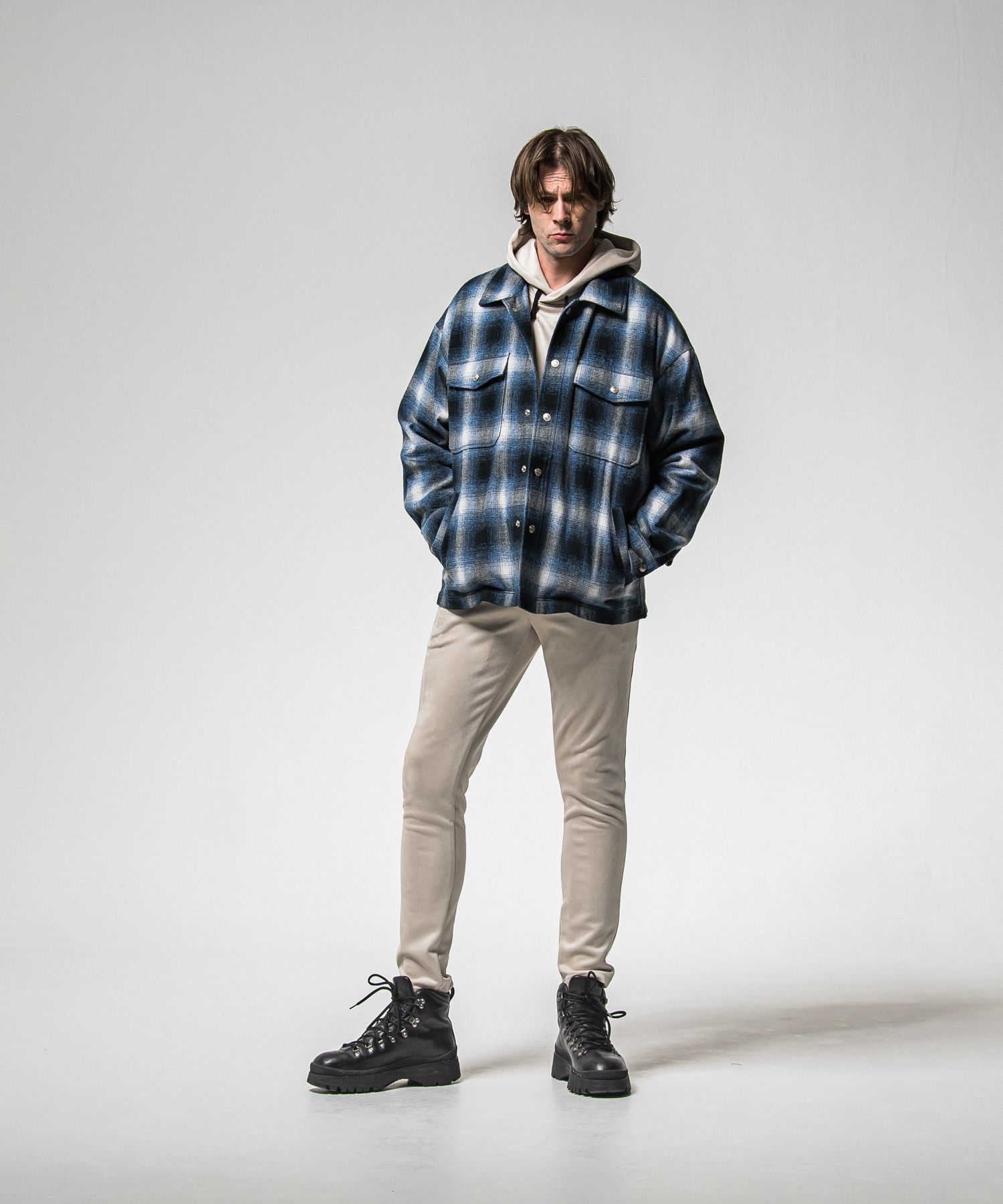 SUEDE LOOSE HOODIE / RC38-C-006 / スエードパーカー / グレージュ (1月上旬入荷予定)