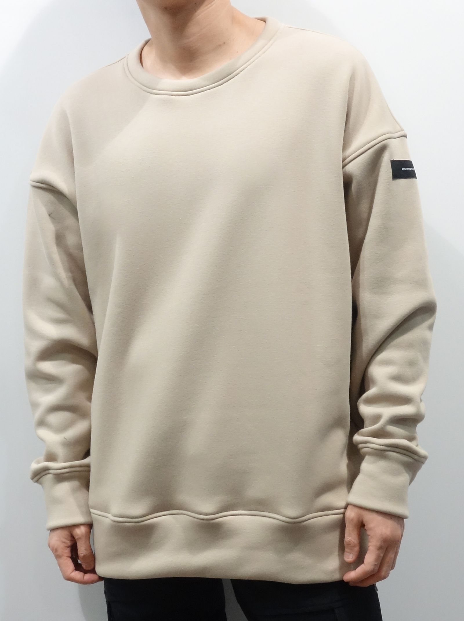 ID BACKROGO VELOURS FLEECE DROP TRAINER / RC26-C-002 / 裏起毛バックロゴトレーナー / ベージュ