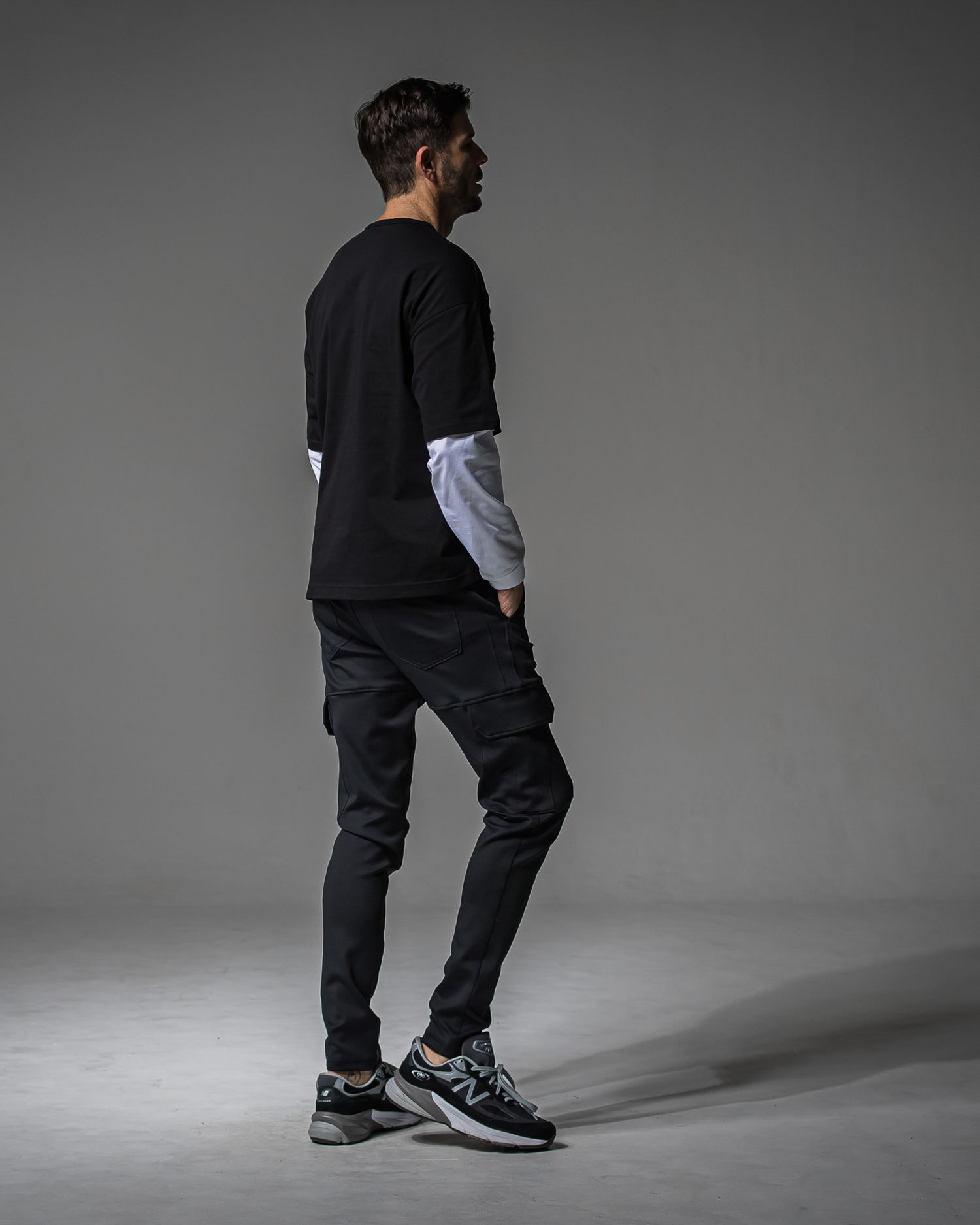FAKE LAYERED LONG SLEEVE / RC37-T-004 / レイヤードロングスリーブTシャツ / ブラック×ホワイト