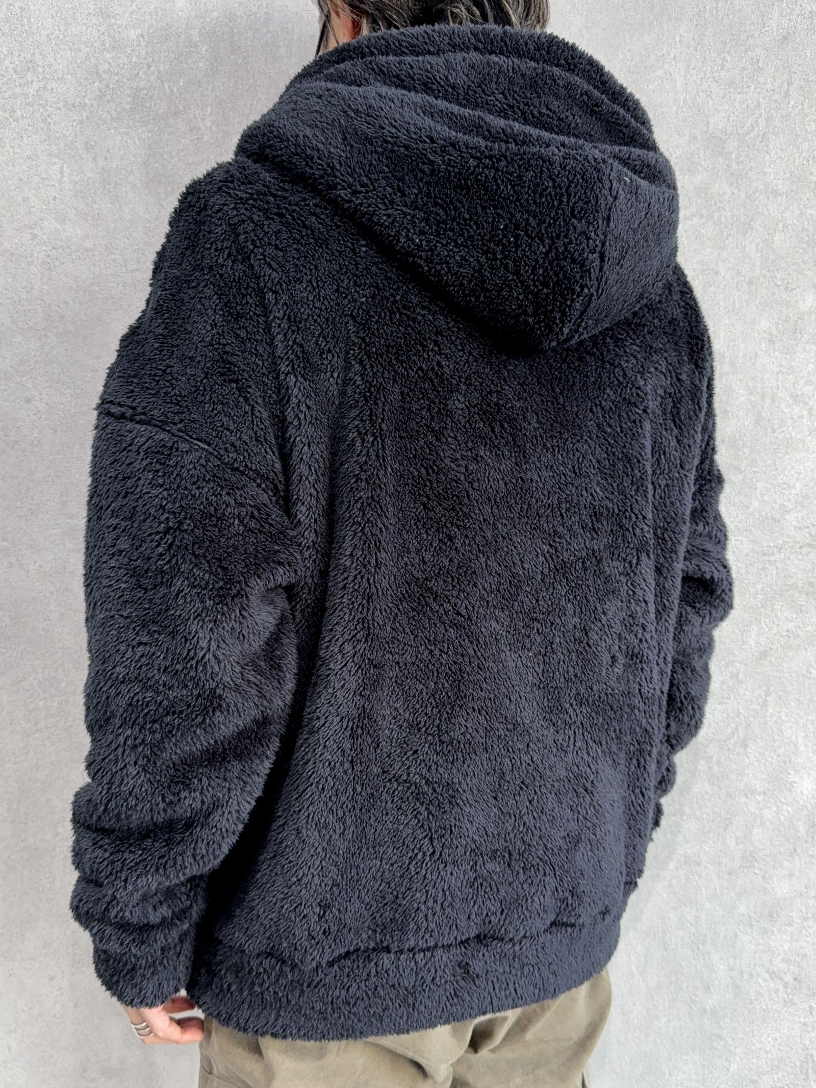 BOA ZIP LOOSE HOODIE / RC38-C-007 / ボアジップパーカー / ブラック
