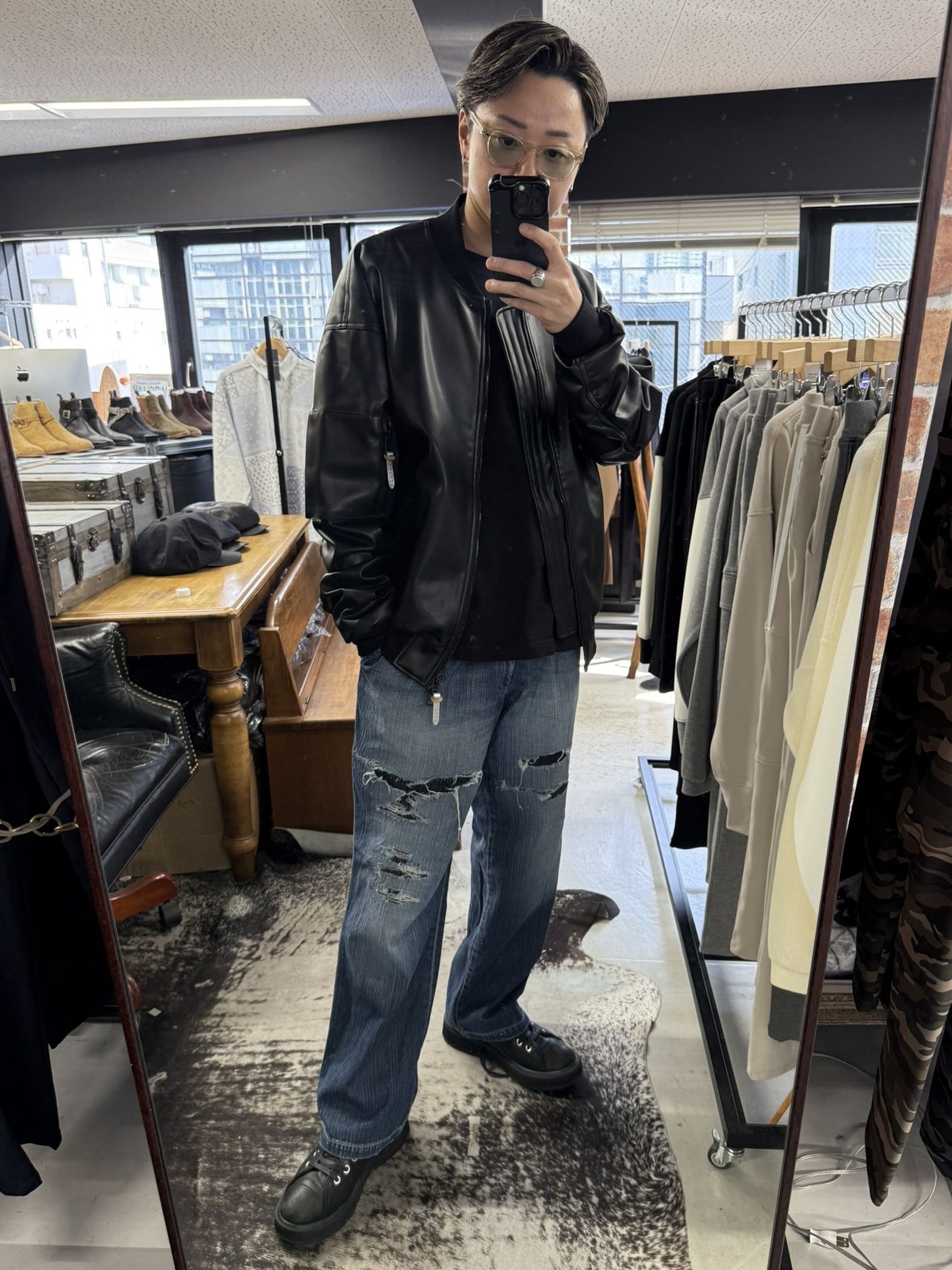 DAVID JACKET / RC41-JK-003 / MA-1 / ブラックレザー (9月下旬入荷予定)