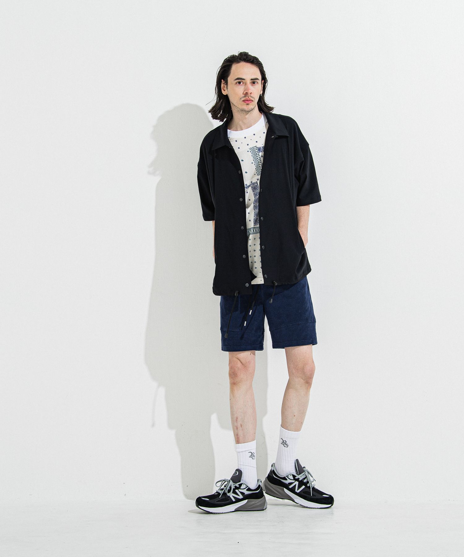 NYLON HALF COACH JACKET / RC36-C-002 / 半袖ナイロンコーチジャケット / ブラック