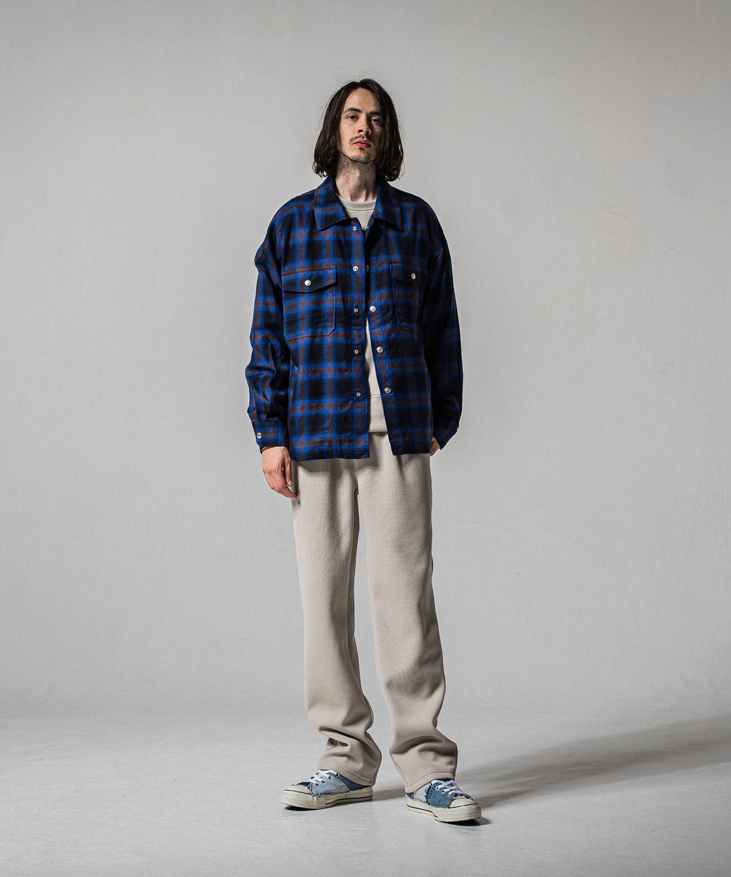 AZE WIDE TUCK PANTS / RC39-ST-016WT2 / 高機能畦編みニットワイドタックパンツ / グレージュ (1月中旬入荷予定)