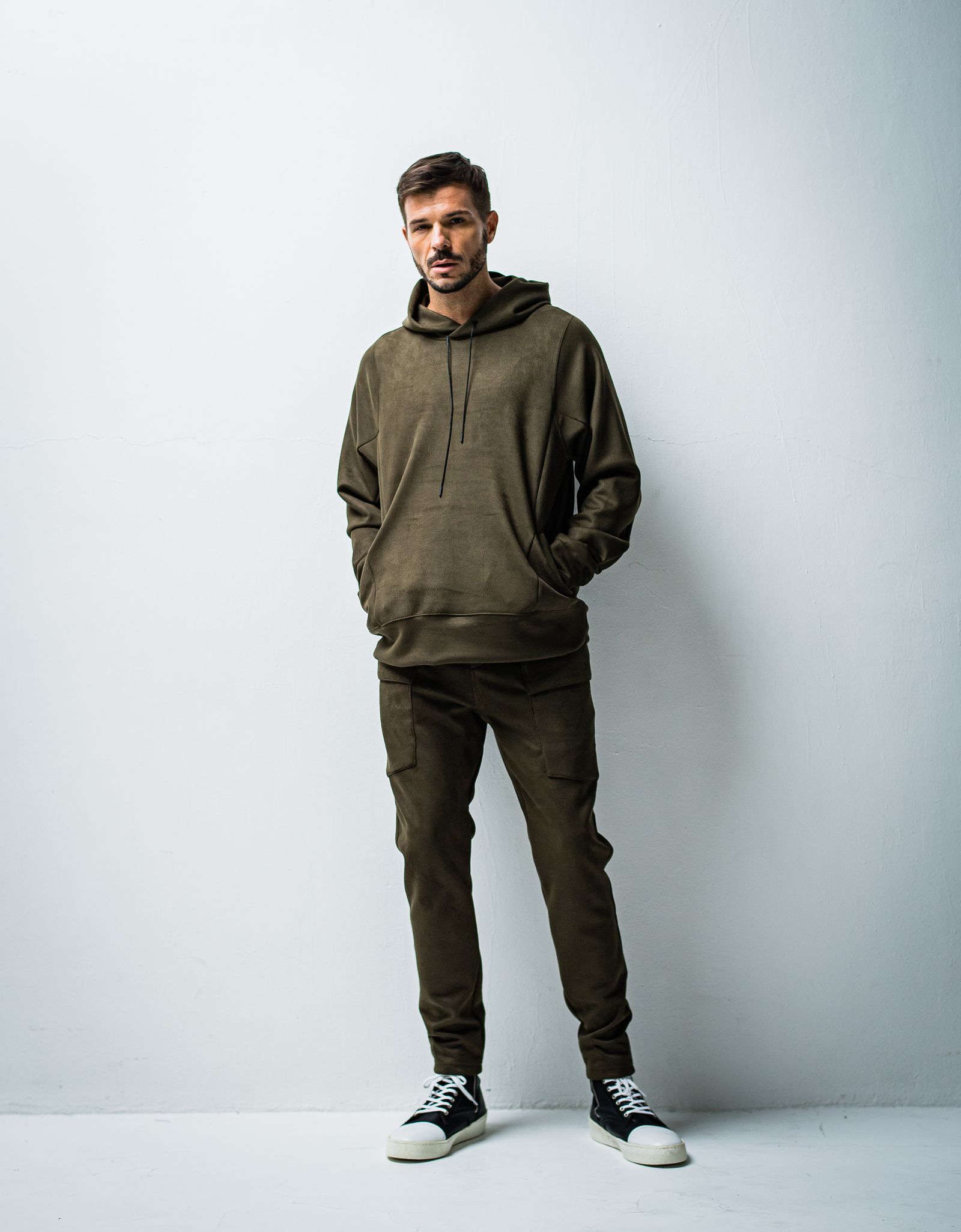 SUEDE JERSEY SOLID PULLOVER HOODIE / OR1-C-002 / スエードジャージプルオーバーパーカー / カーキ (10月下旬入荷予定)