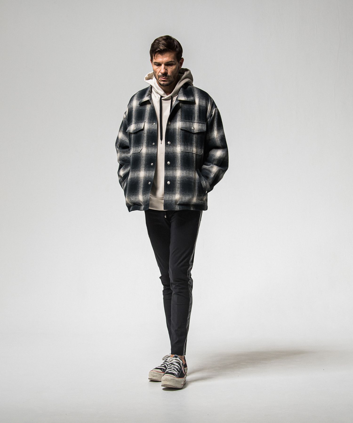 FLANNEL CHECK JK / RC38-JK-007 / フランネルチェックCPOジャケット / ブラック (10月中旬入荷予定)