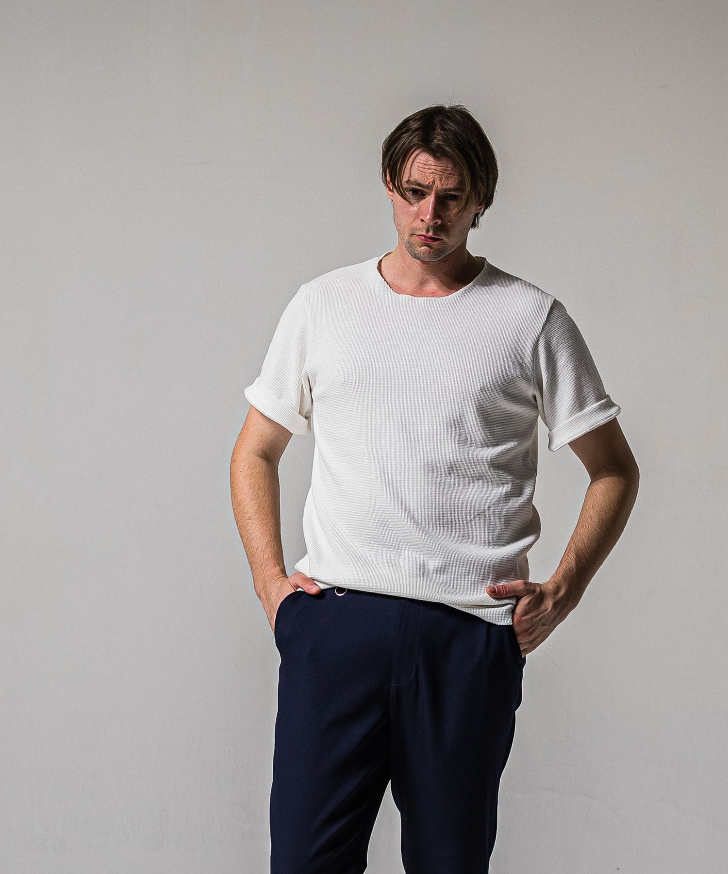 CUT OFF THERMAL TEE / RC39-T-003 / サーマルロールアップTシャツ / ホワイト (3月中旬入荷予定)