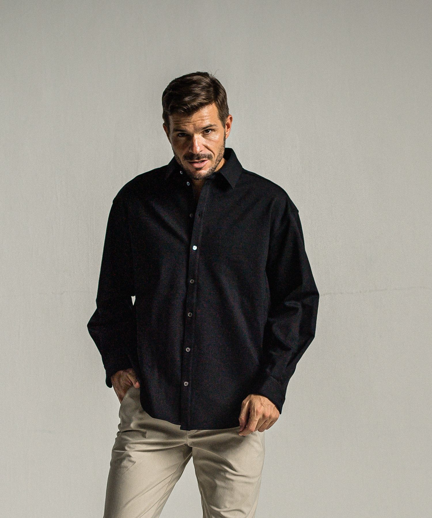 JERSEY JACK SHIRT / RC34-SH-001 / 裏起毛オーバーサイズシャツ / ブラック