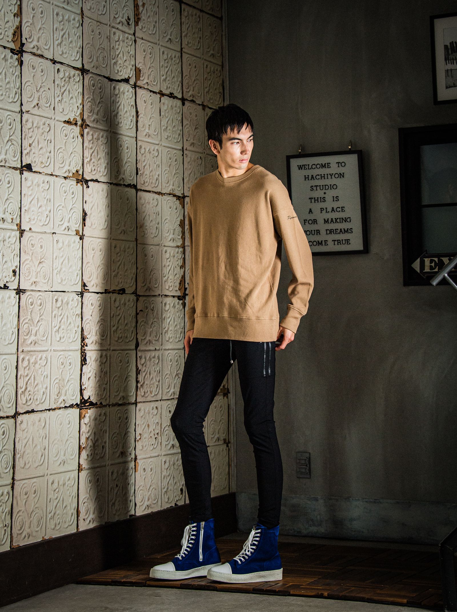 WAFFLE THERMAL LOOSE TRAINER / BASIC-CUT-002 / サーマルトレーナー / ベージュ