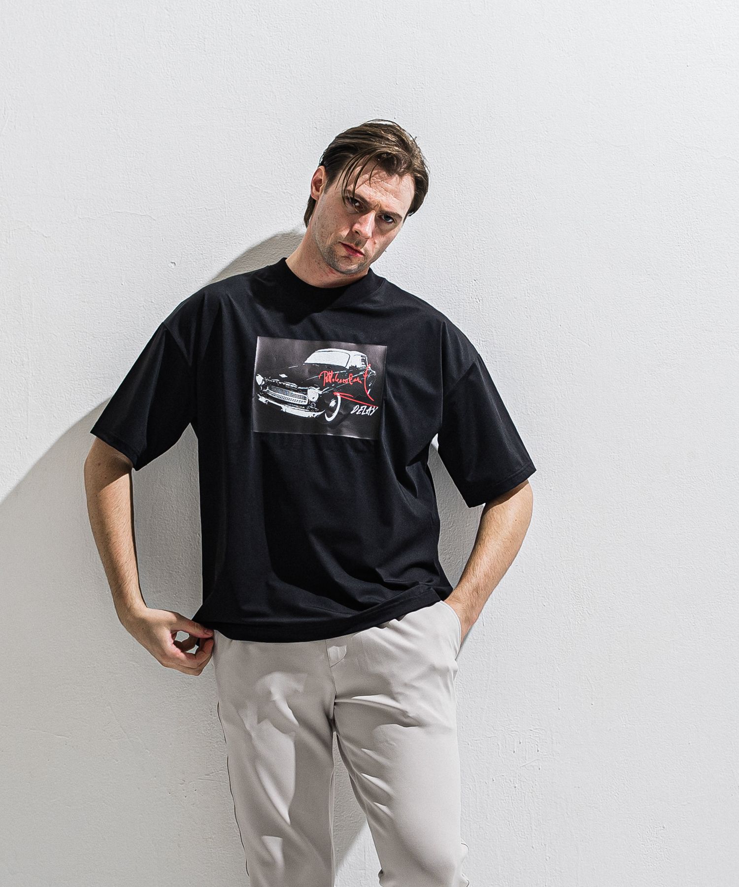 CAR OVER NYLON T / DP1-T-004 / カープリントナイロンビッグTシャツ / ブラック (4月上旬入荷予定)