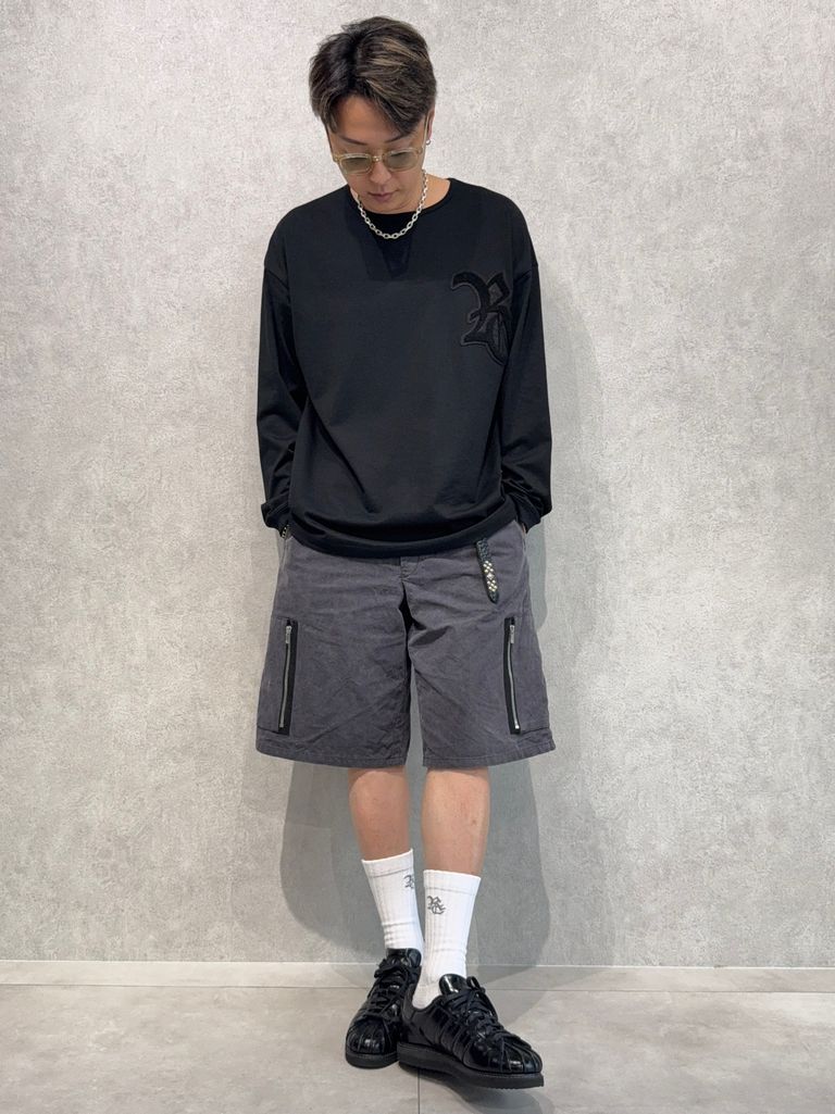 新作RC刺繍ロンTEE×ミリタリーカーゴハーフパンツ