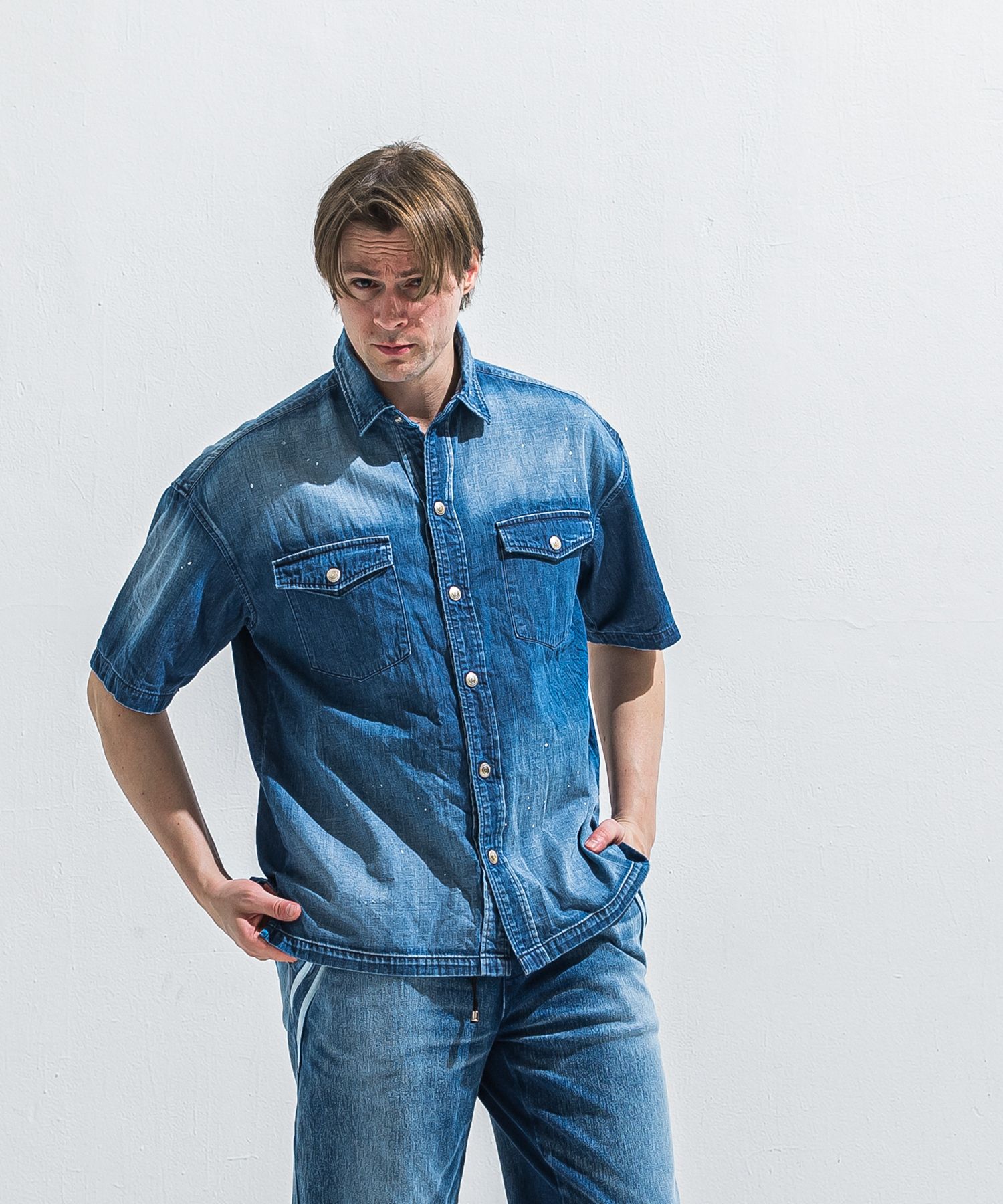 HALF DENIM SHIRTS / RC40-SH-002 / デニム半袖シャツ / ダークインディゴ (6月上旬入荷予定)