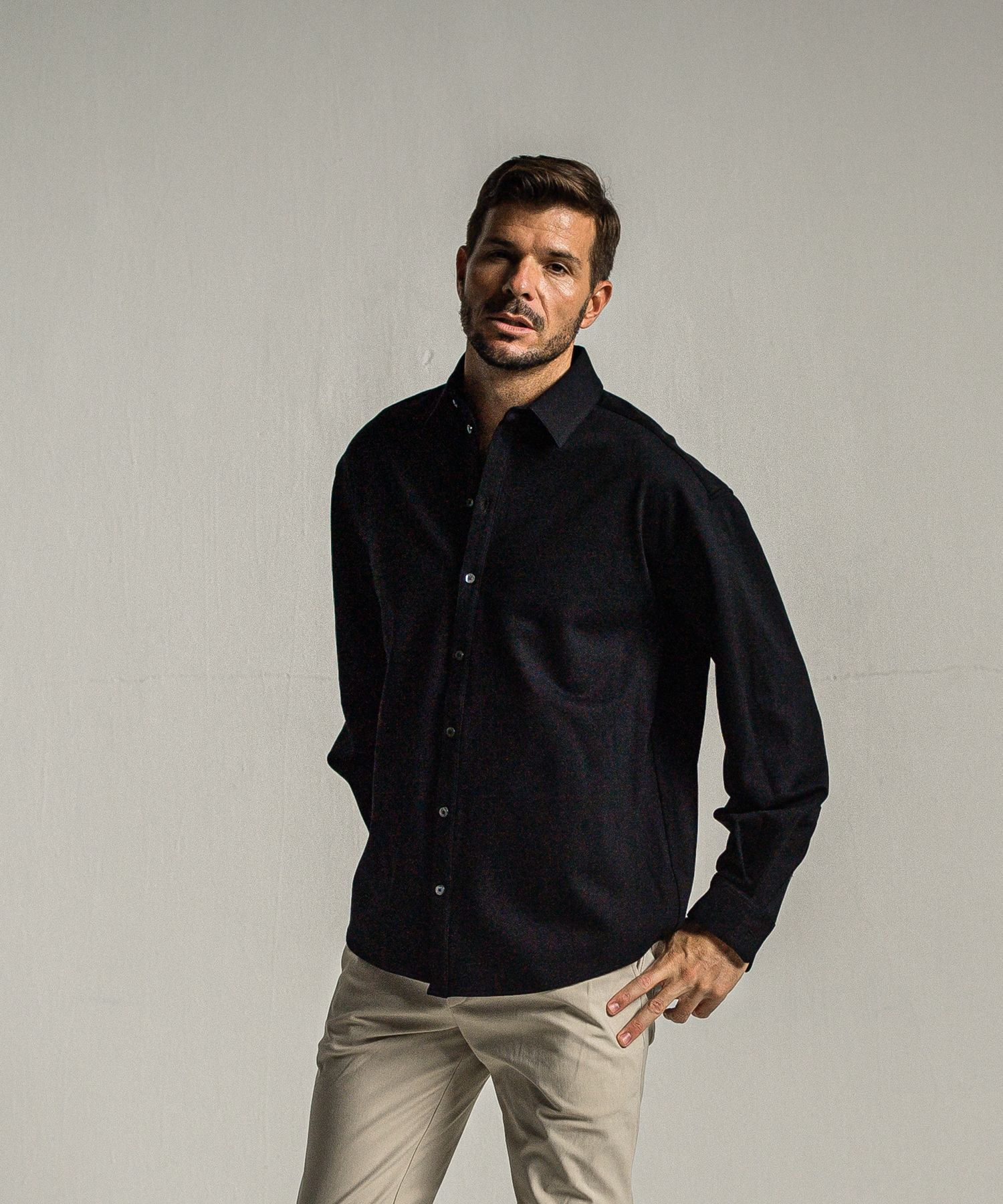 JERSEY JACK SHIRT / RC34-SH-001 / 裏起毛オーバーサイズシャツ / ブラック