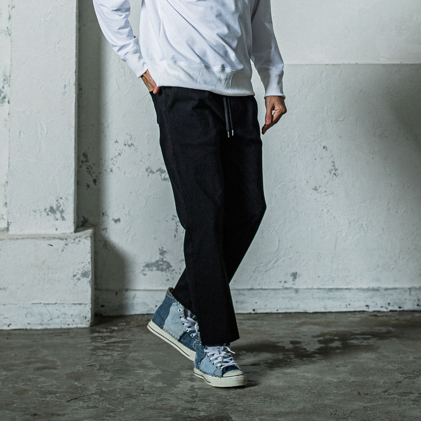 EX DENIM JERSEY WIDE PT / RC35-ST-016WTD / デニムジャージワイドパンツ / ブラック