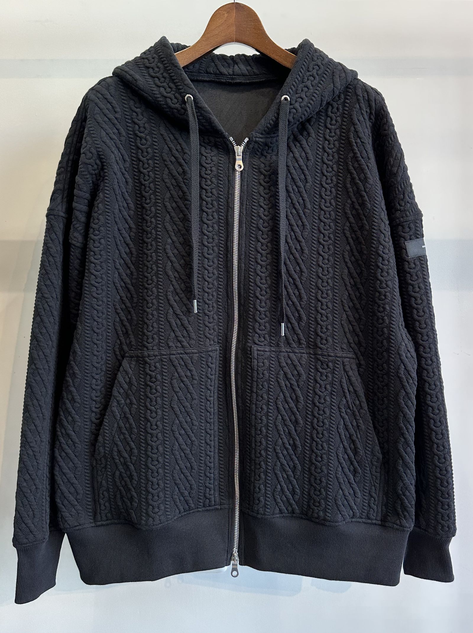 ROPE ZIP LOOSE HOODIE / RC29-C-004 / キルティングジップパーカー / ブラック