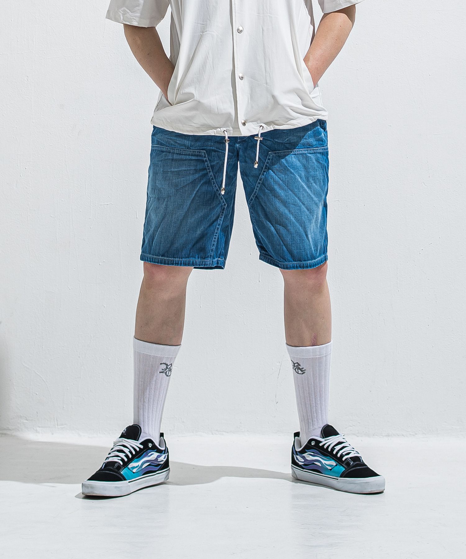 DOUBLE KNEE SHORTS / RC40-HP-007 / ダブルニーデニムハーフパンツ / インディゴユーズド (6月上旬入荷予定)