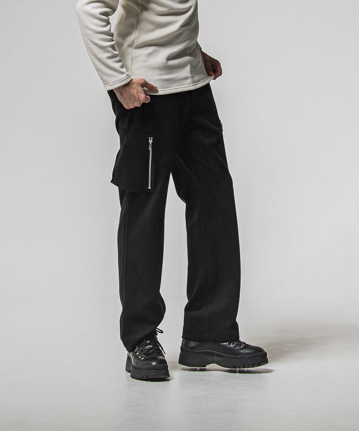 DAVID CARGO PANTS / RC38-ST-040 / スエードワイドカーゴパンツ / ブラック (1月上旬入荷予定)