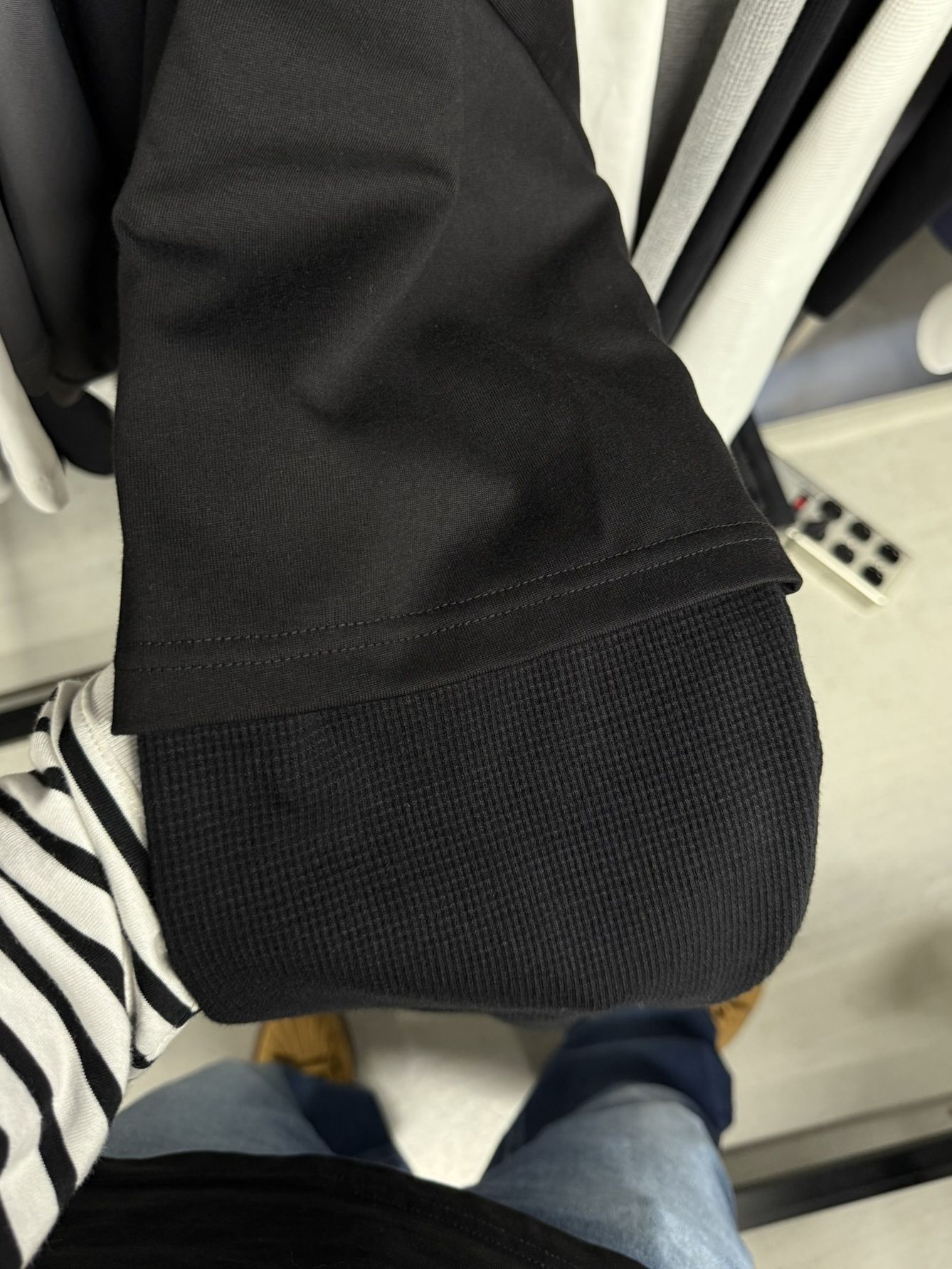 FAKE LAYERED WAFFLE LONG SLEEVE / RC39-T-007 / サーマルレイヤードロングスリーブTシャツ / ブラック (1月下旬入荷予定)